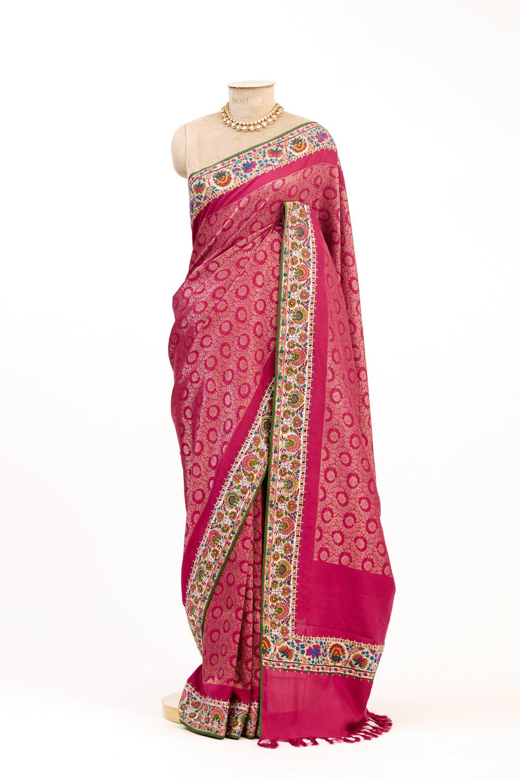 Rose Royale Kanjivaram With Pashmina Border Saree