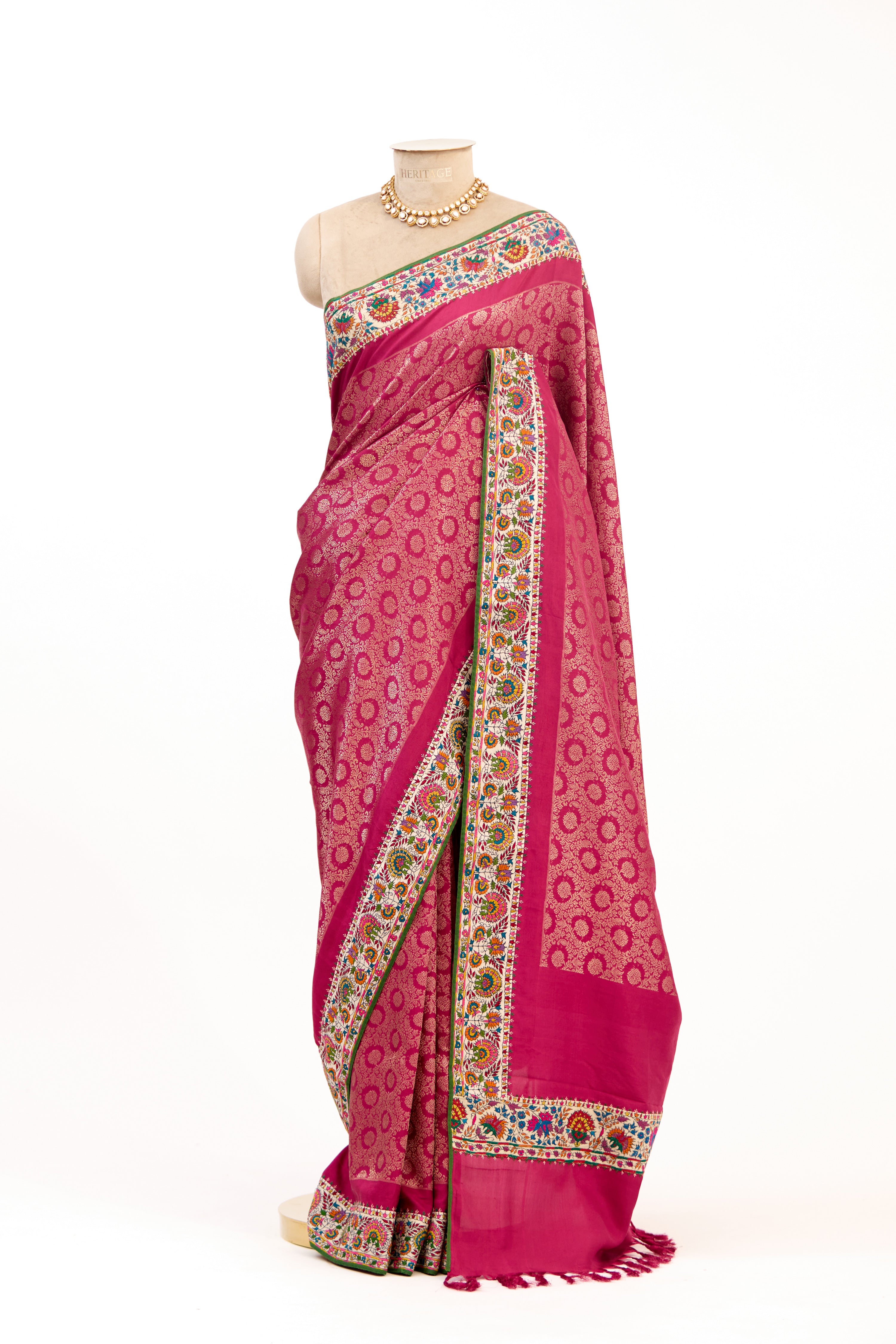 Rose Royale Kanjivaram With Pashmina Border Saree