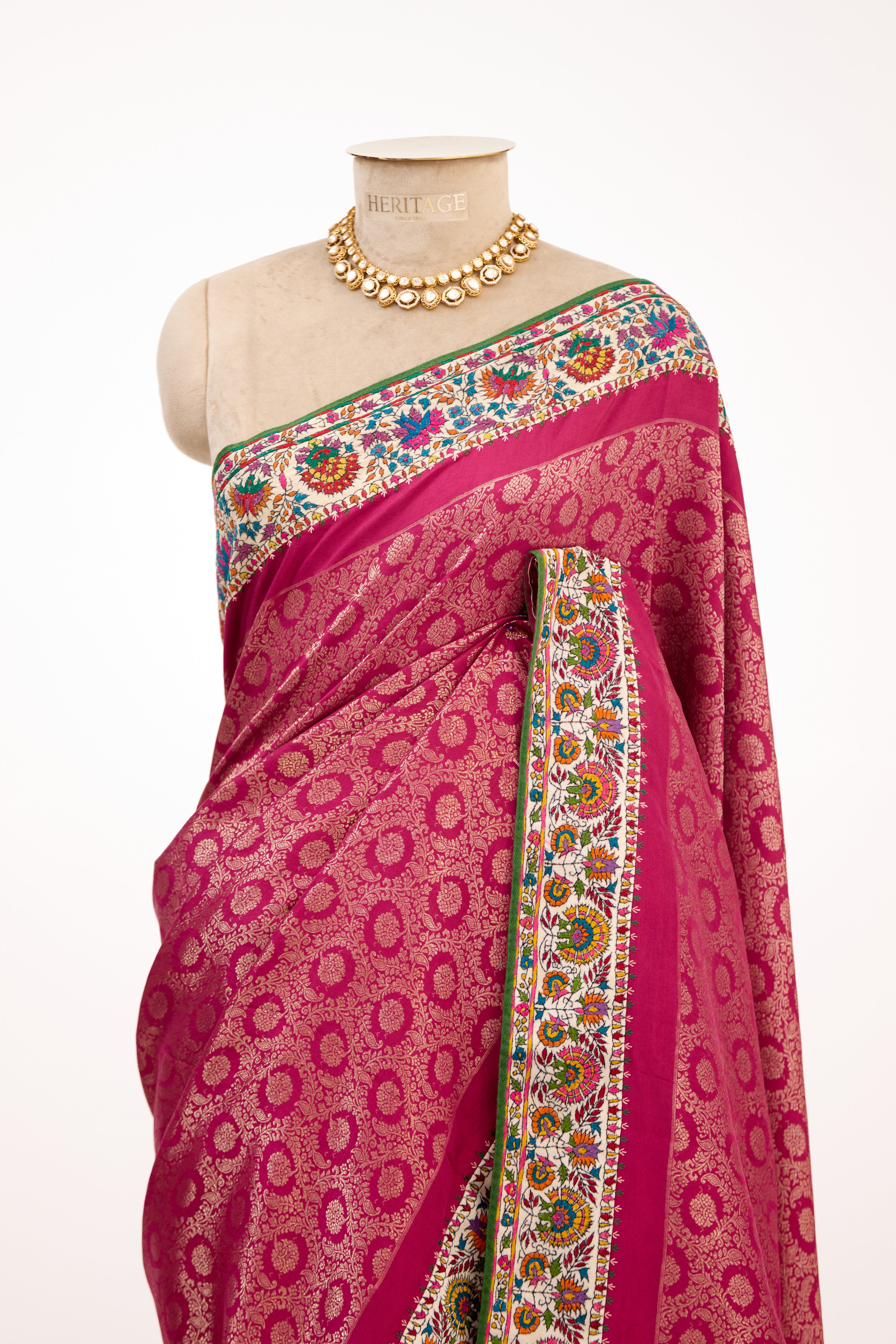 Rose Royale Kanjivaram With Pashmina Border Saree