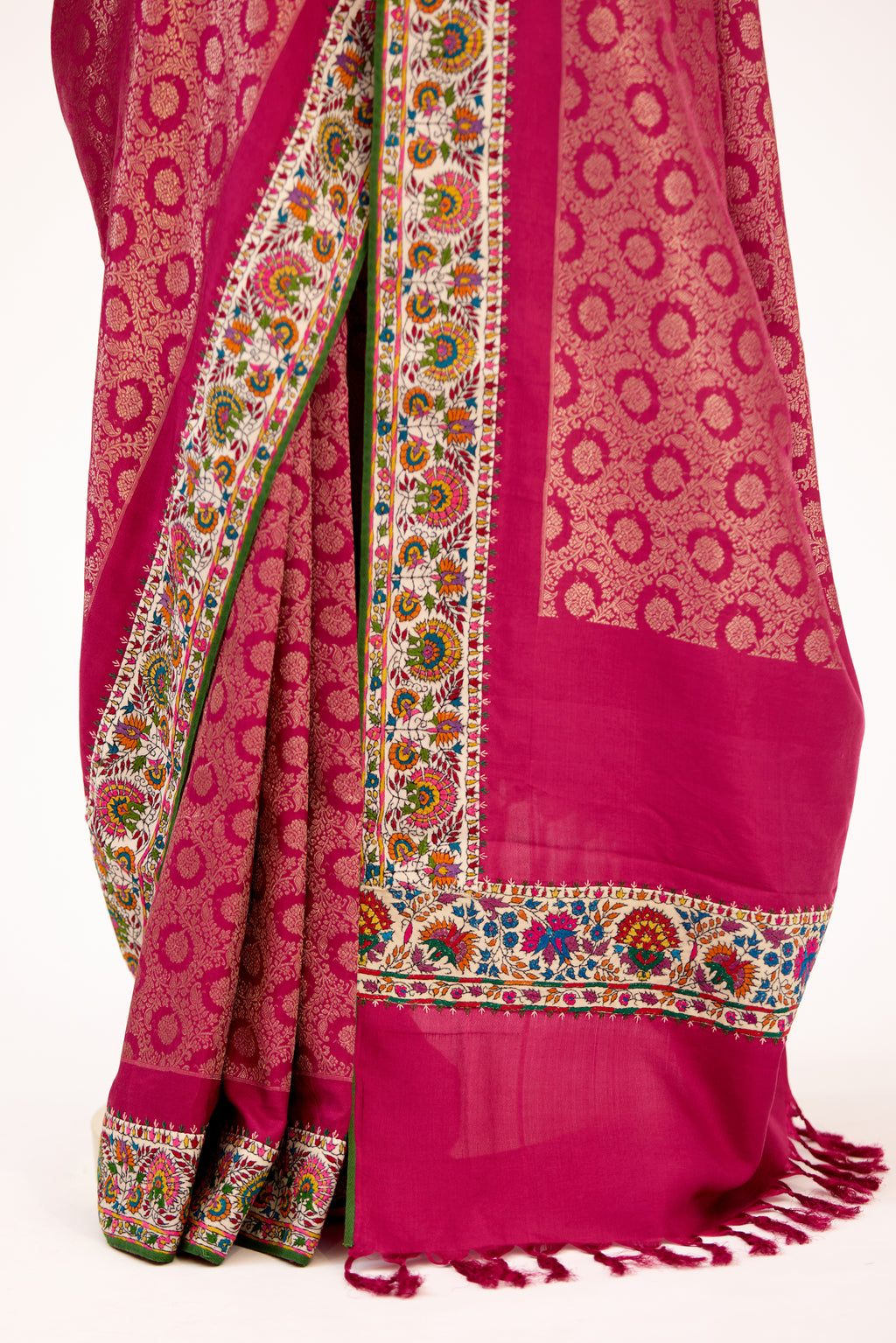 Rose Royale Kanjivaram With Pashmina Border Saree