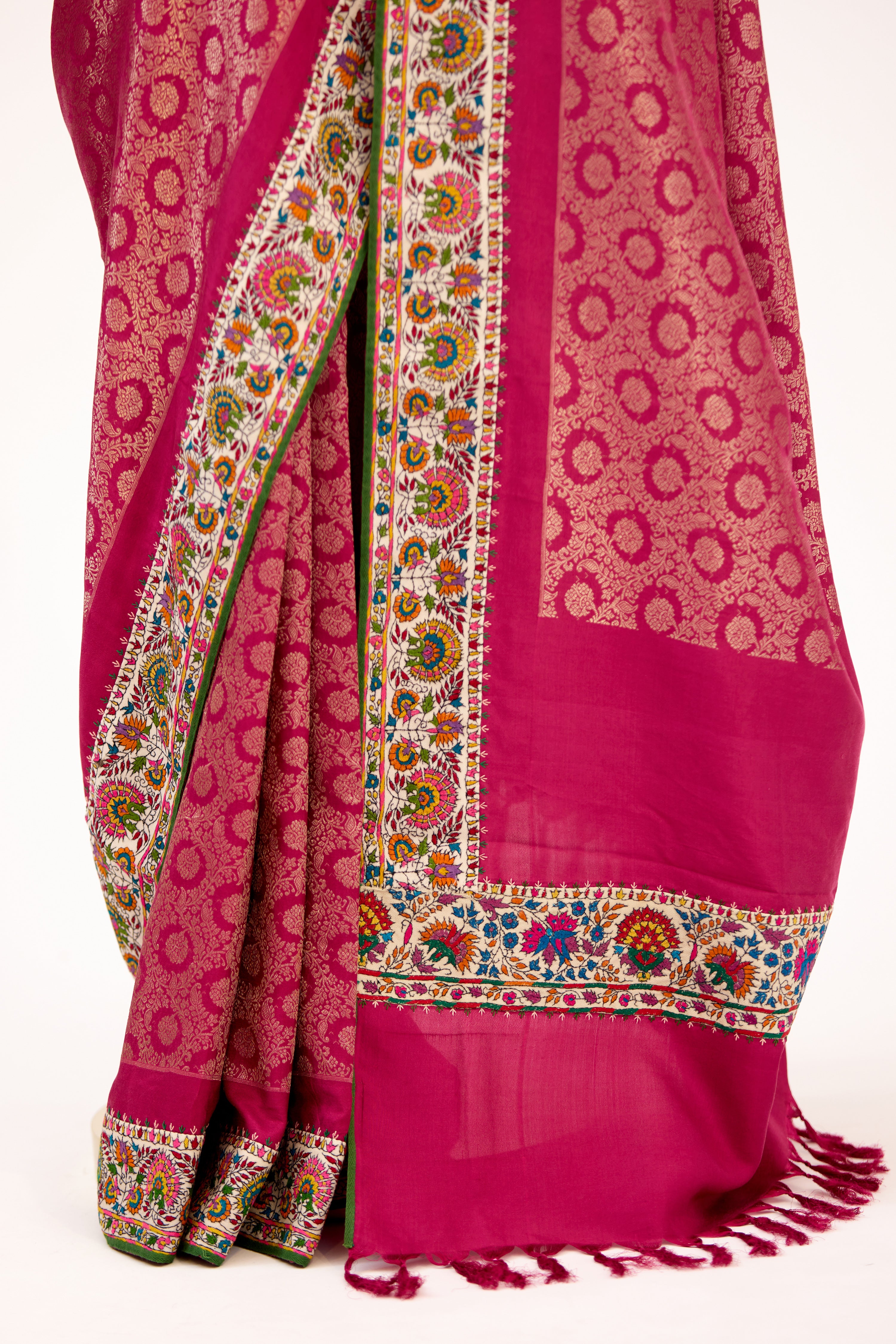 Rose Royale Kanjivaram With Pashmina Border Saree