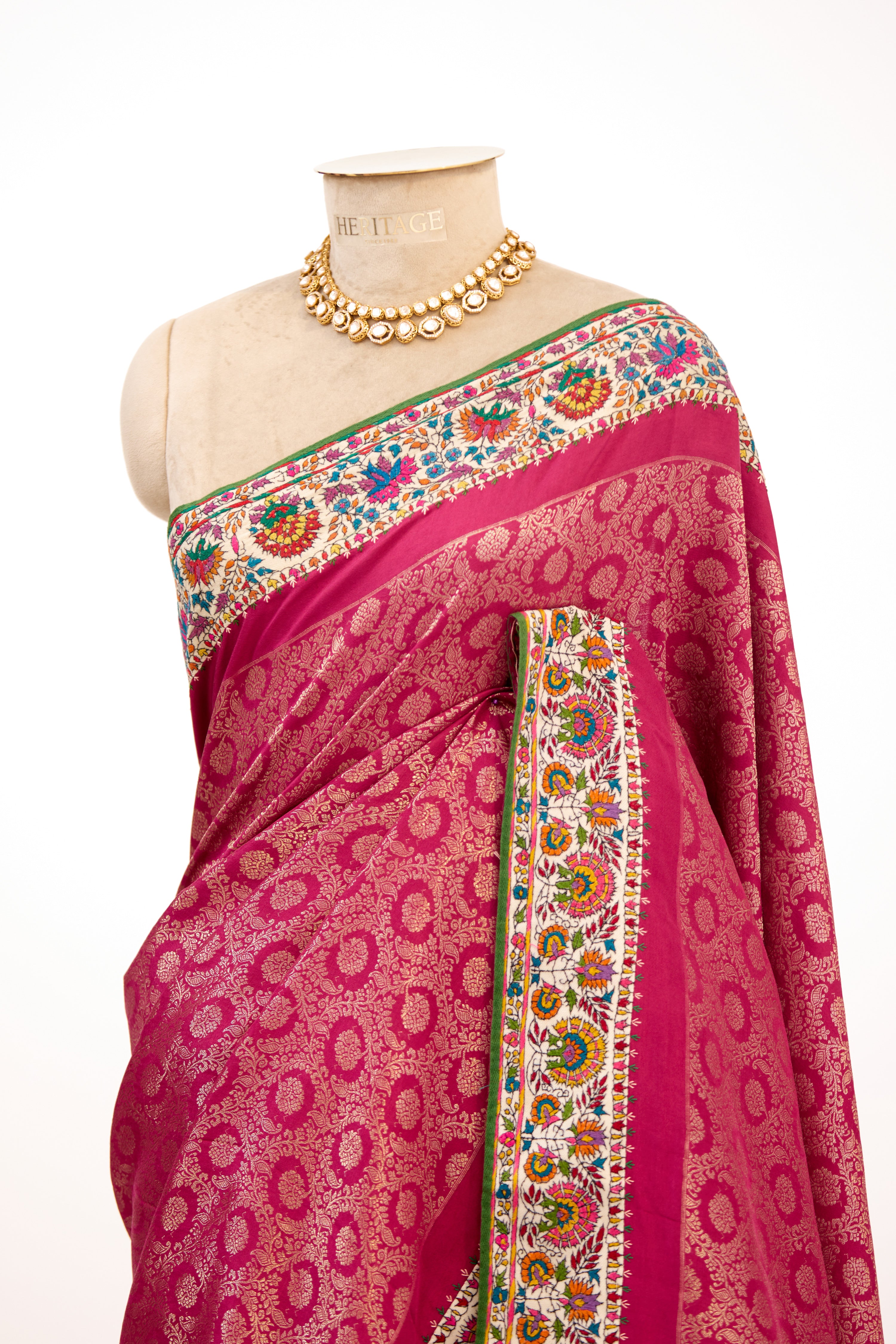 Rose Royale Kanjivaram With Pashmina Border Saree