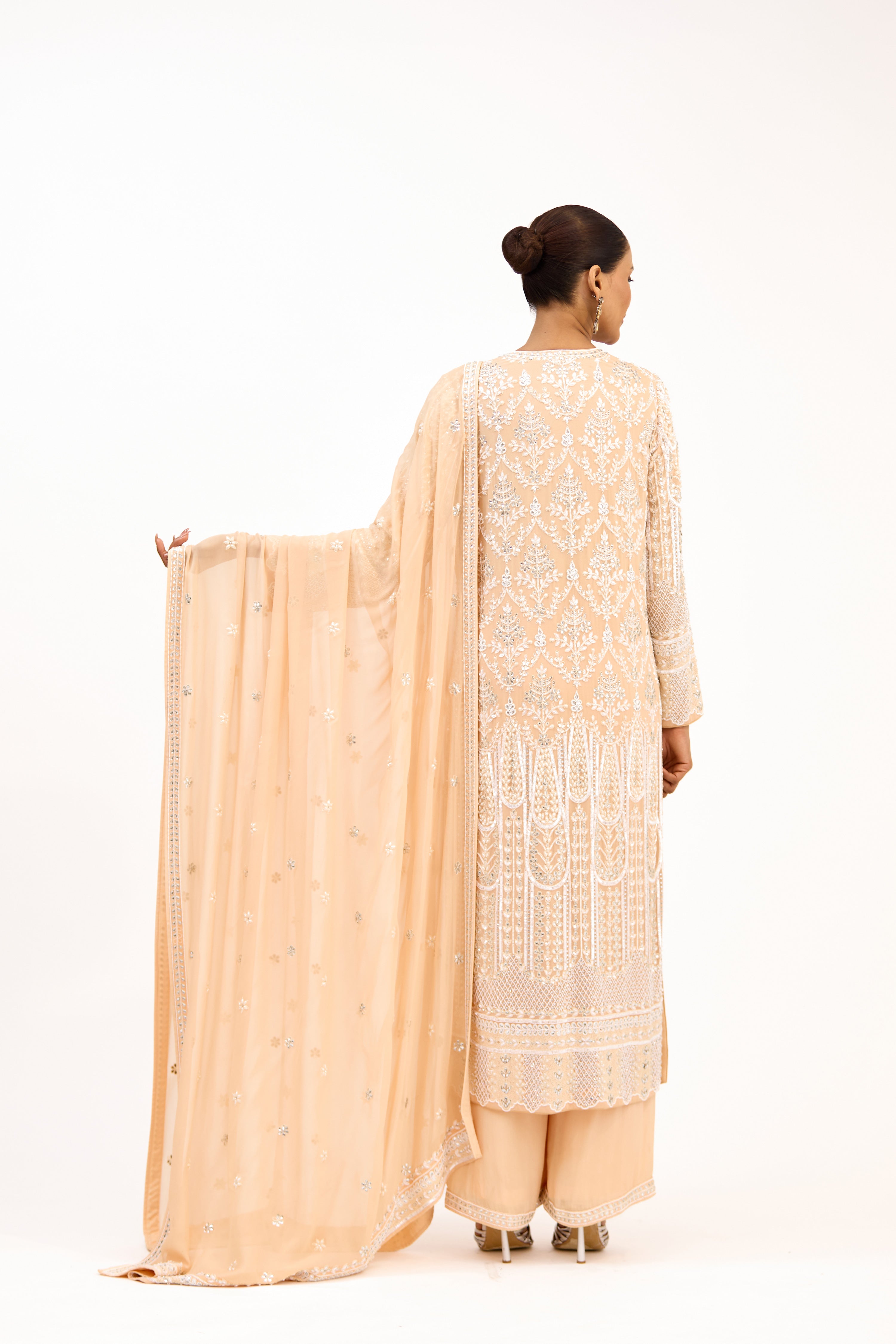 Gul-e-Shahi Georgette with Pearl, Crystal & Cutdana Embroidery Straight Suit Set