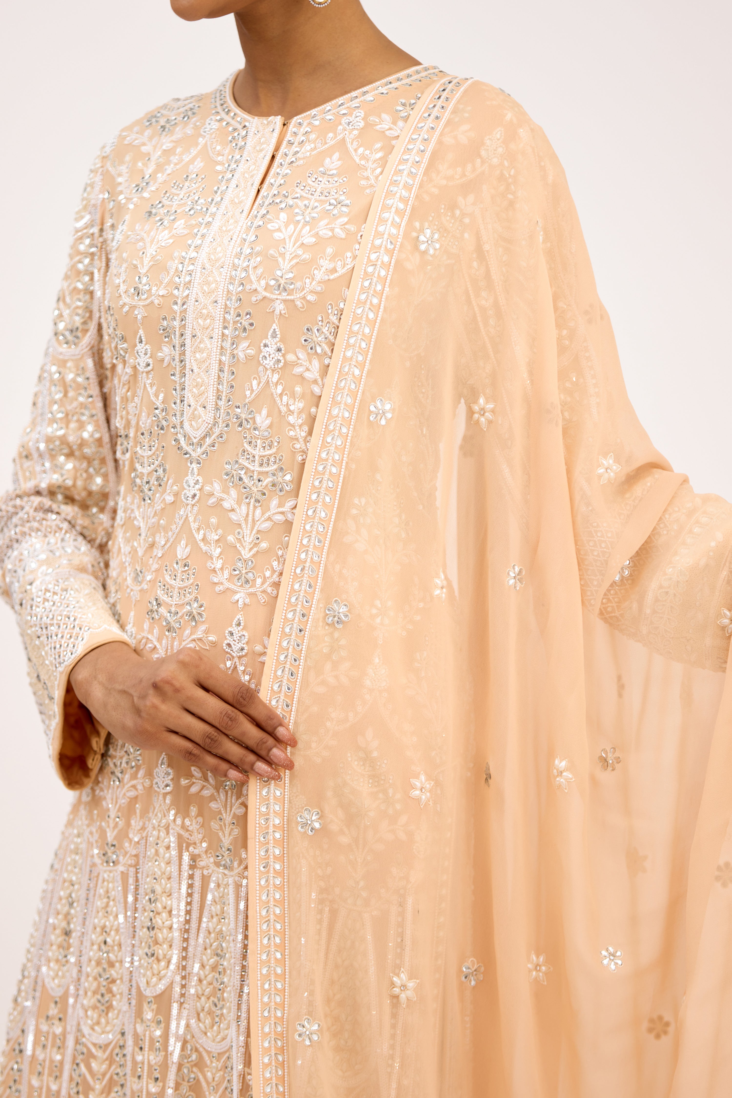 Gul-e-Shahi Georgette with Pearl, Crystal & Cutdana Embroidery Straight Suit Set
