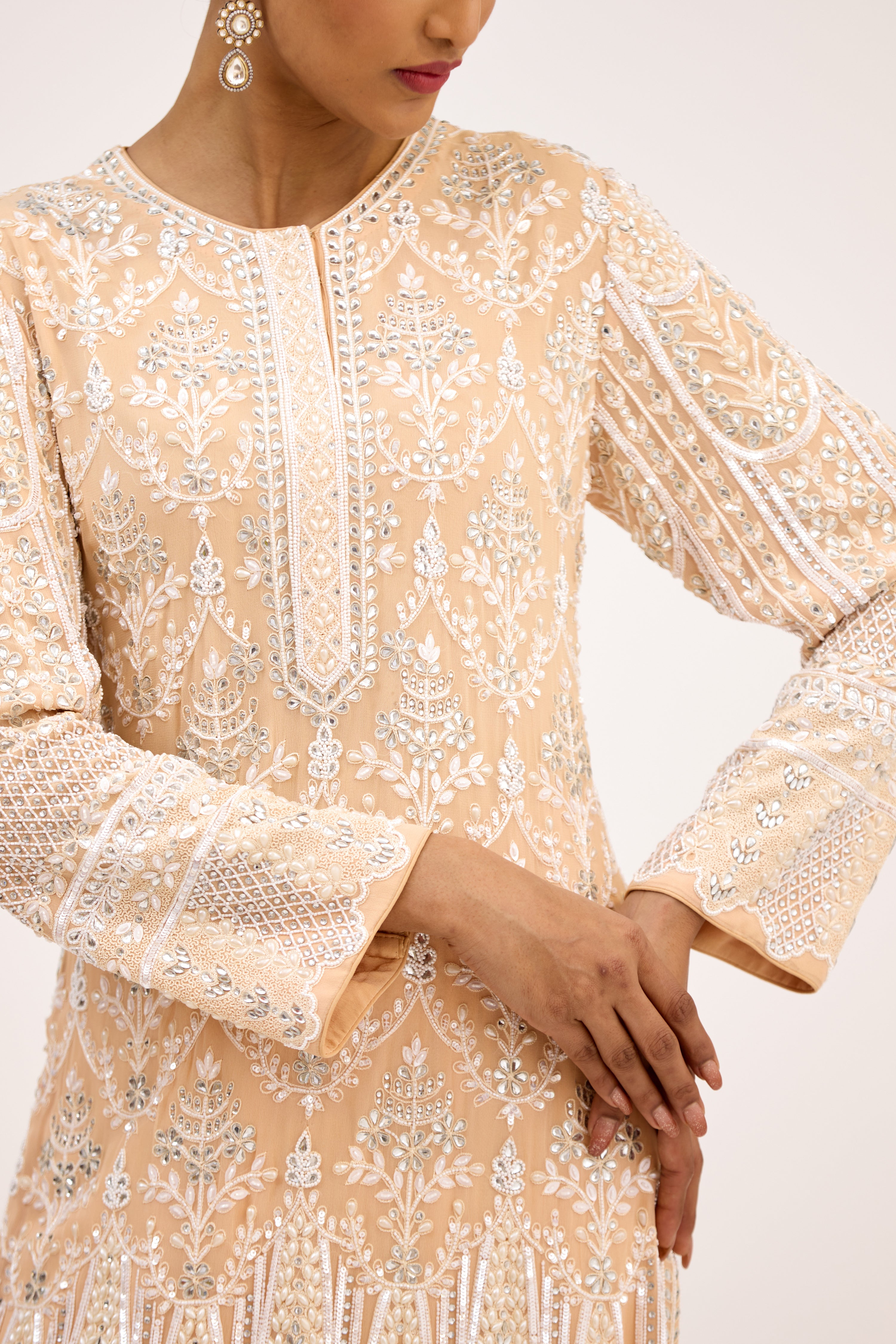 Gul-e-Shahi Georgette with Pearl, Crystal & Cutdana Embroidery Straight Suit Set