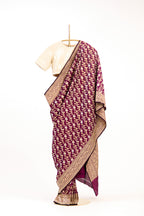 Wine Banarasi Silk Saree