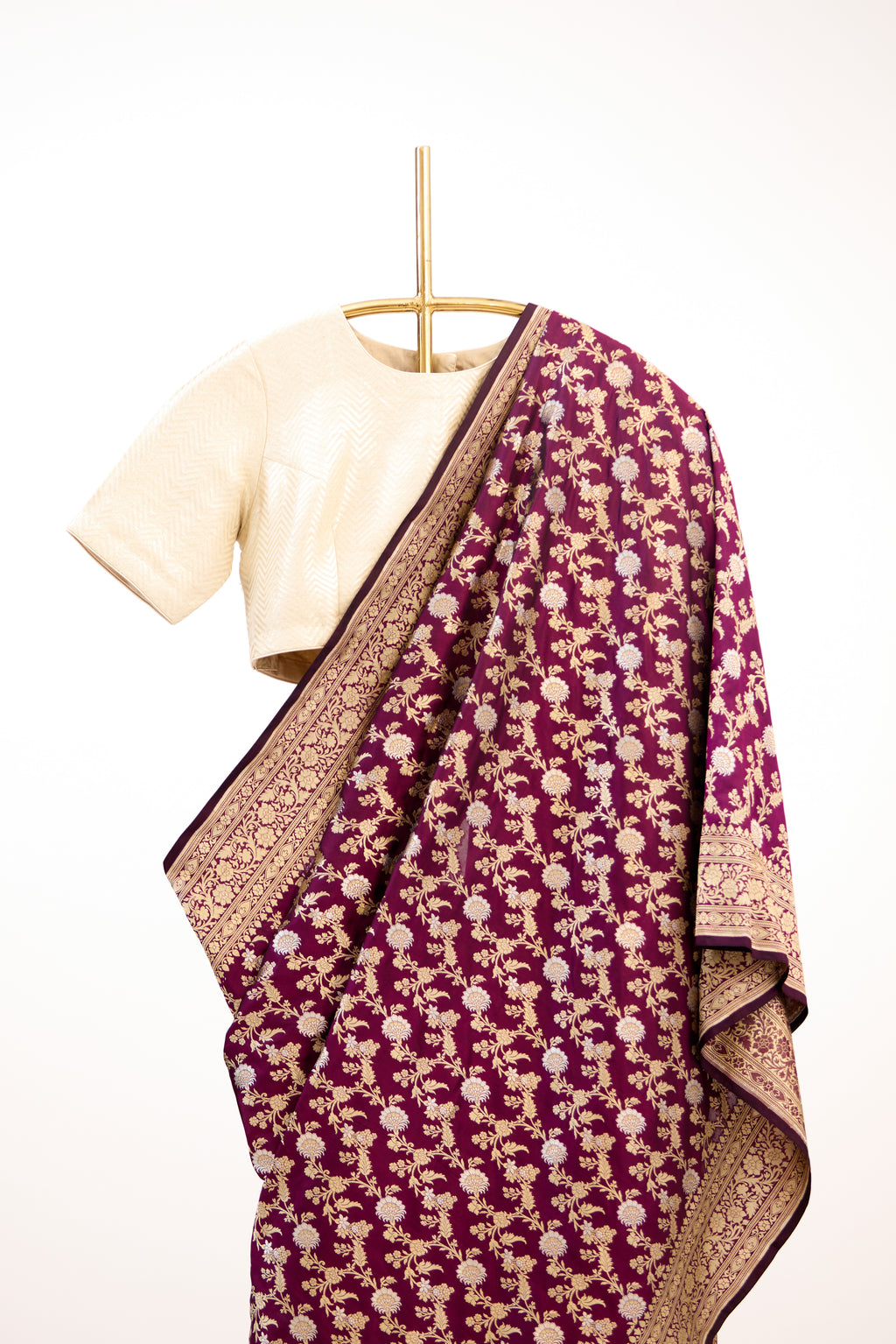 Wine Banarasi Silk Saree