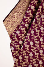 Wine Banarasi Silk Saree