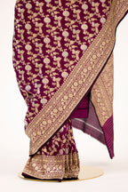 Wine Banarasi Silk Saree