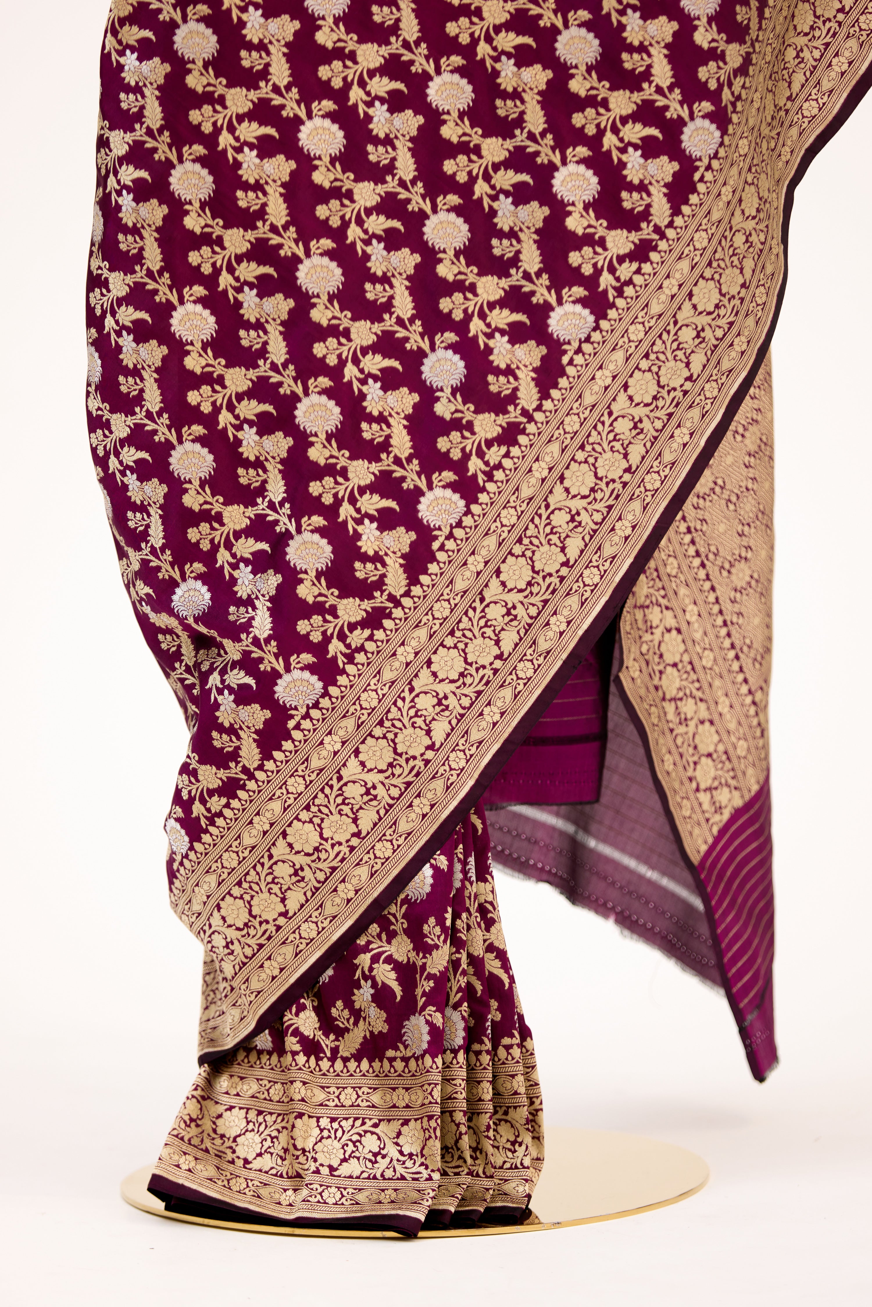 Wine Banarasi Silk Saree