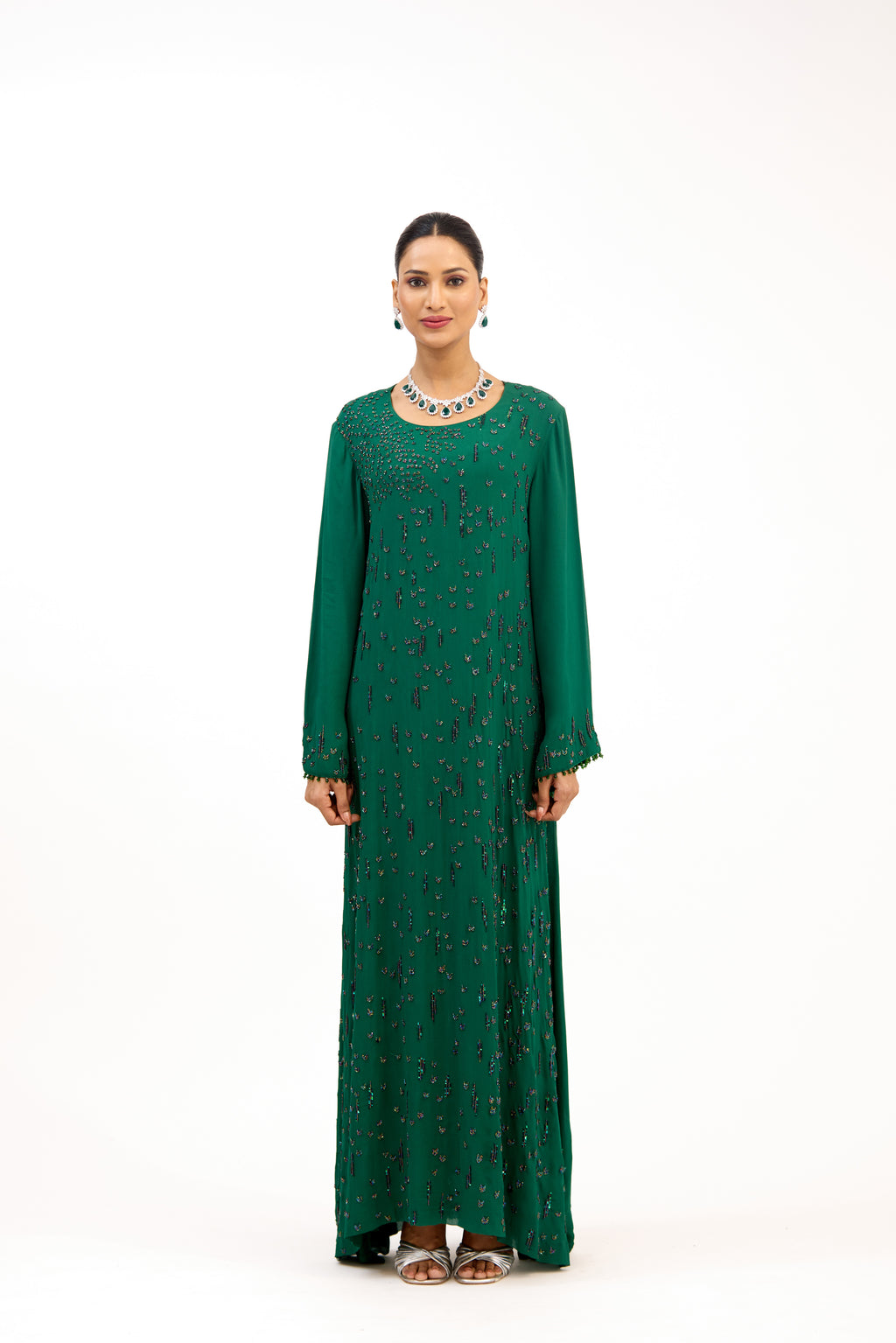 Parampara Cutdana & Sequin Embroidered Straight Long Dress