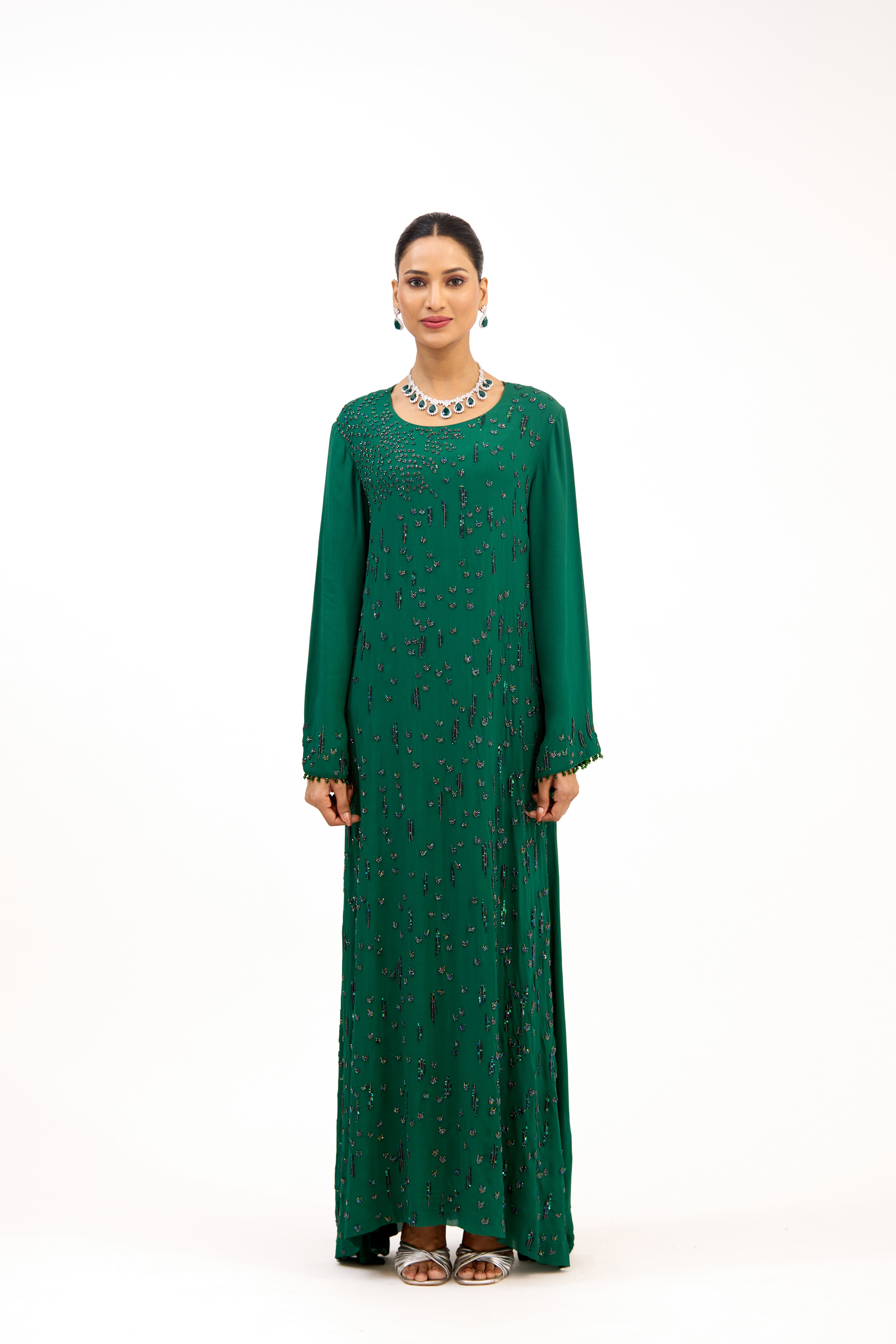 Parampara Cutdana & Sequin Embroidered Straight Long Dress