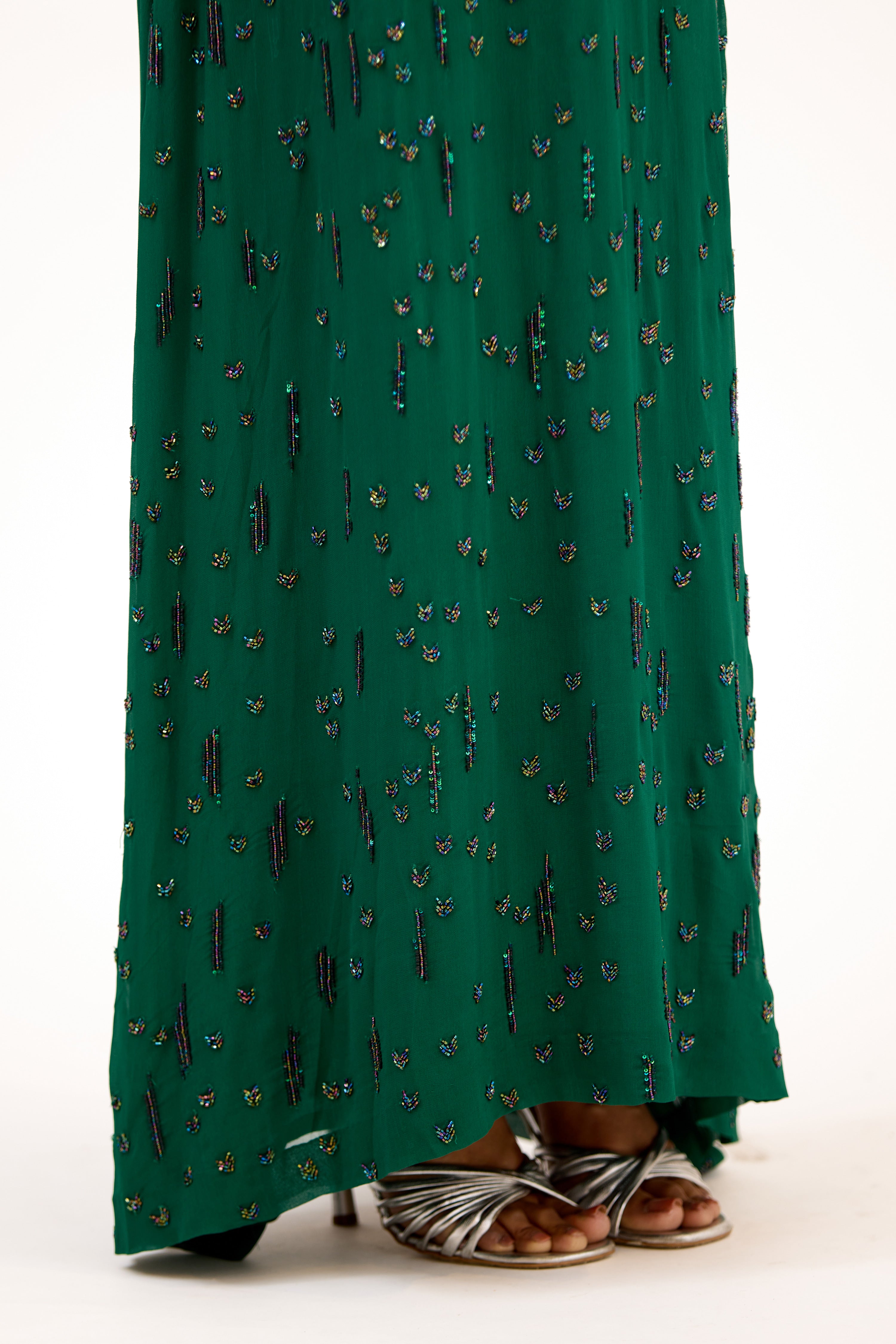Parampara Cutdana & Sequin Embroidered Straight Long Dress