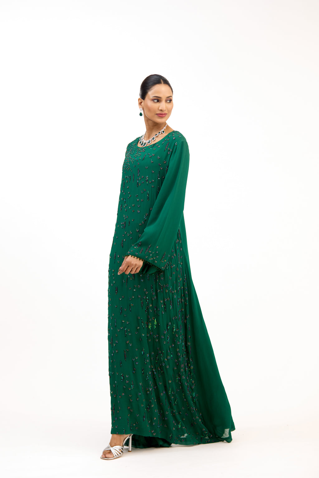 Parampara Cutdana & Sequin Embroidered Straight Long Dress