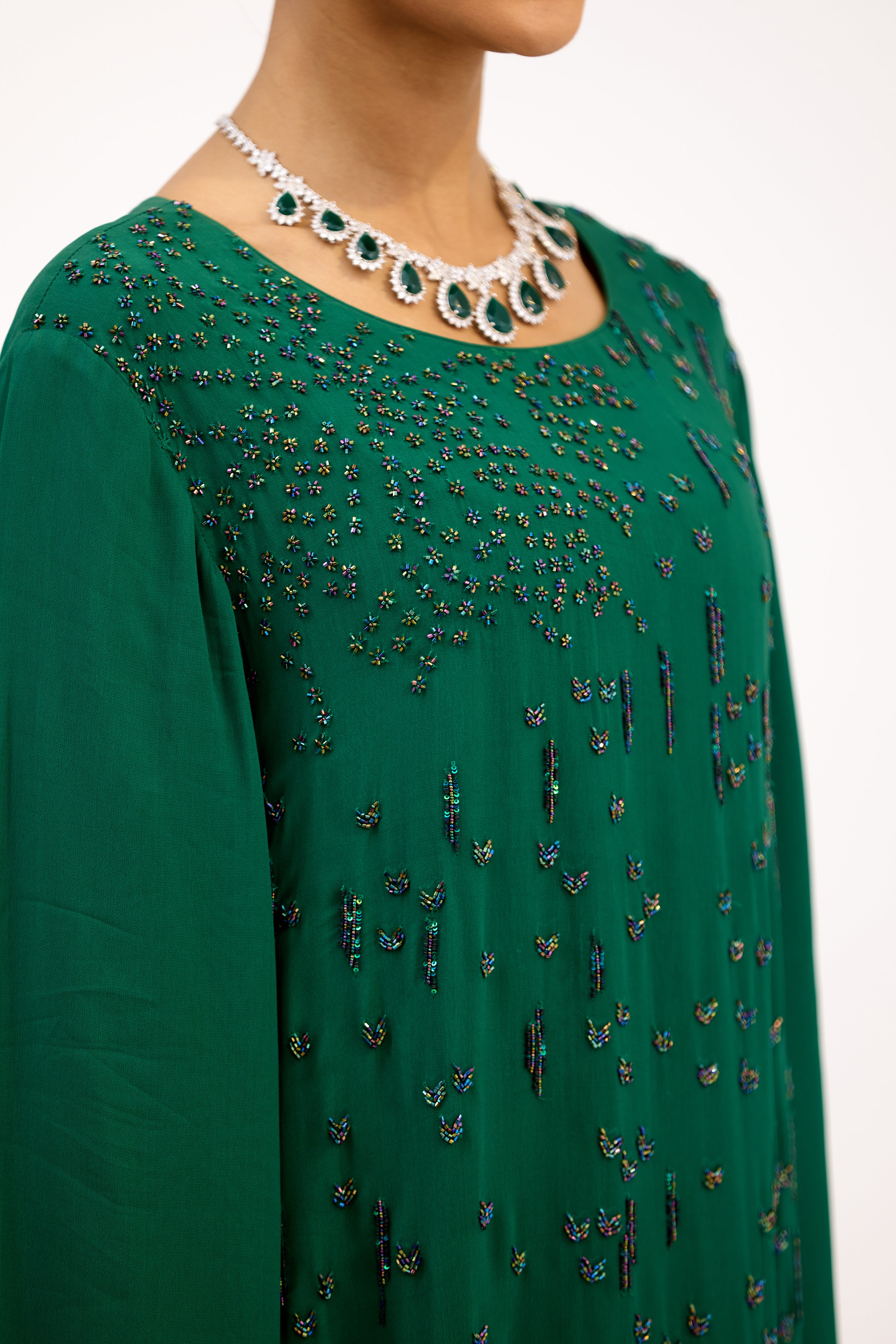 Parampara Cutdana & Sequin Embroidered Straight Long Dress