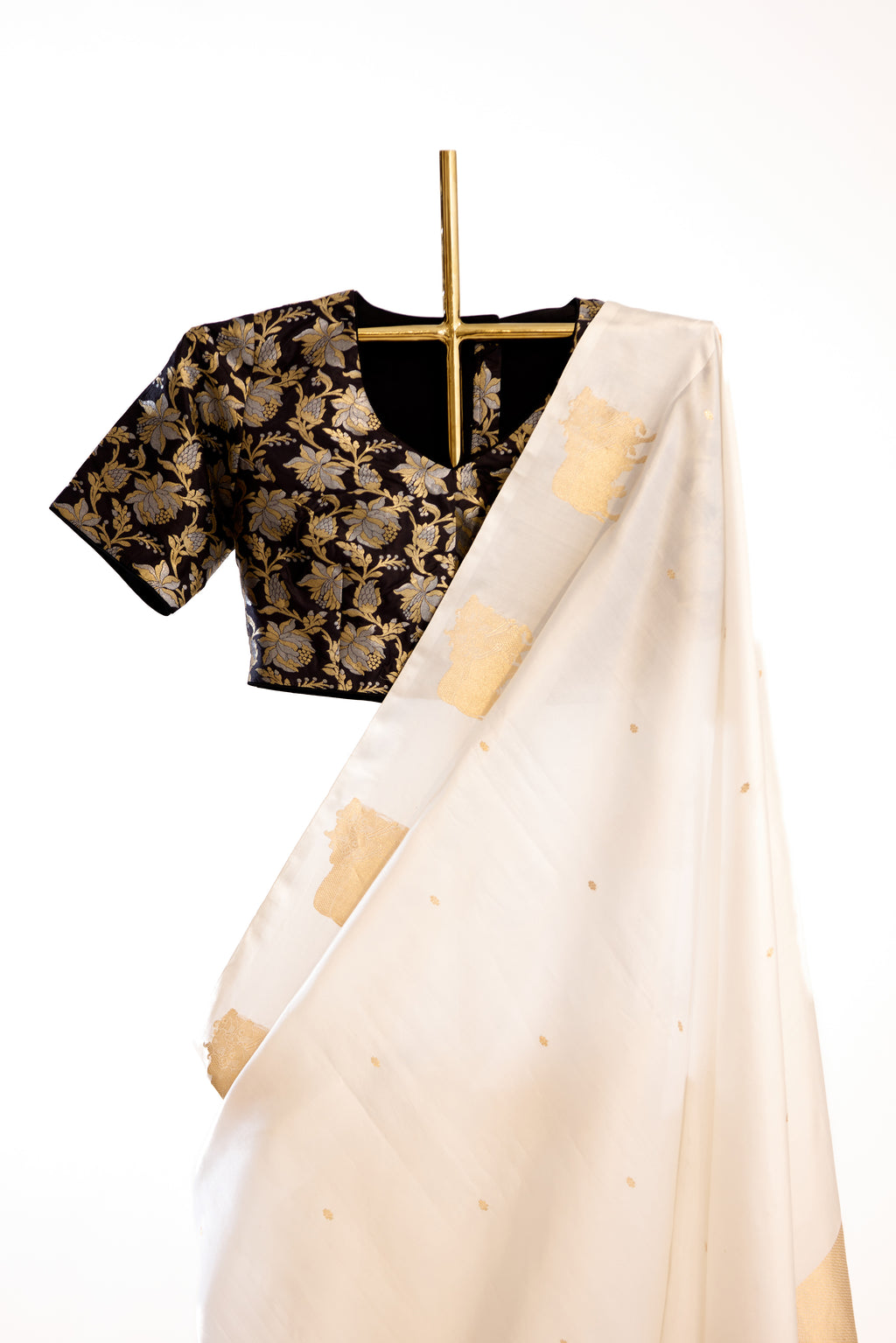 Ivory Banarasi Silk Saree