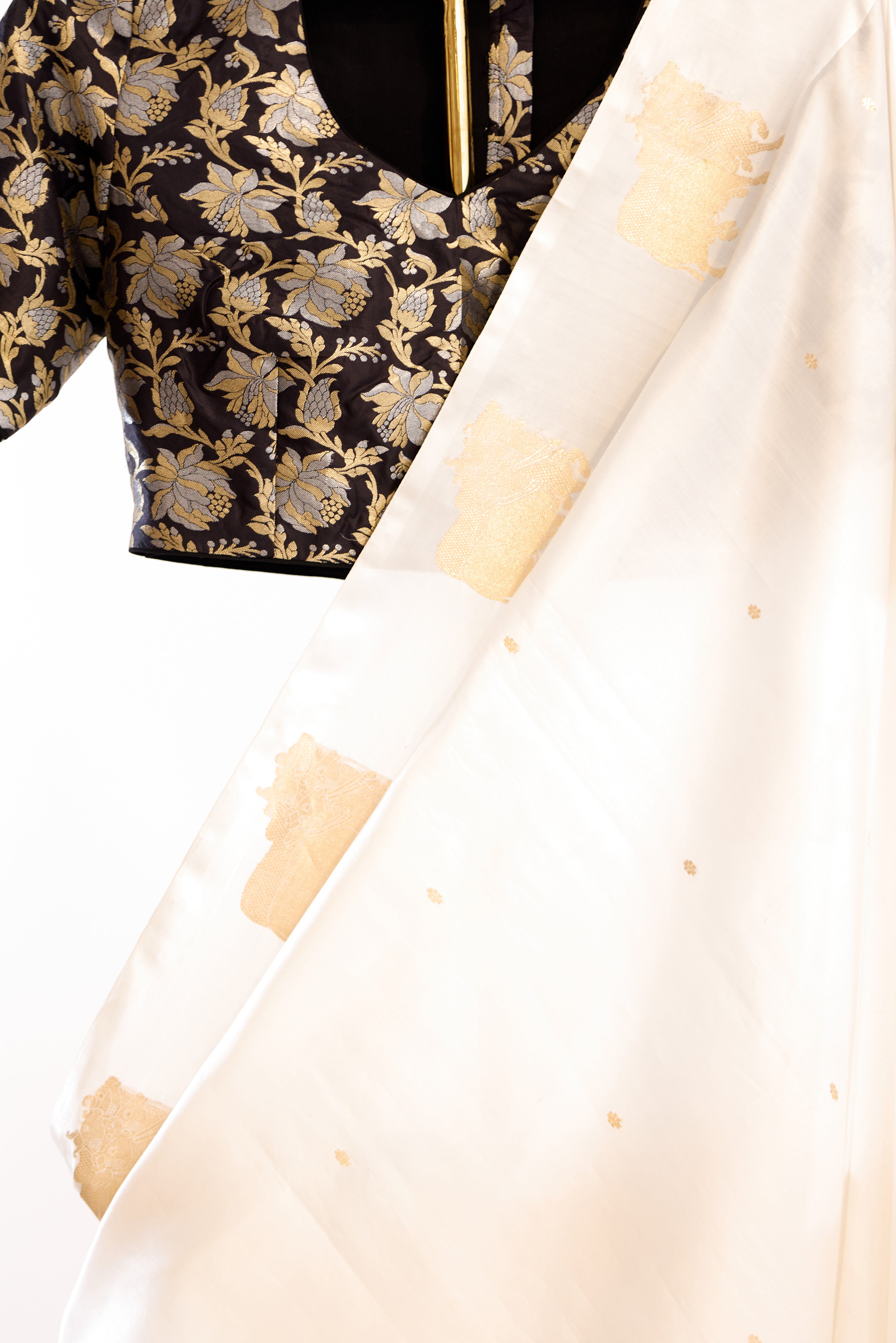 Ivory Banarasi Silk Saree