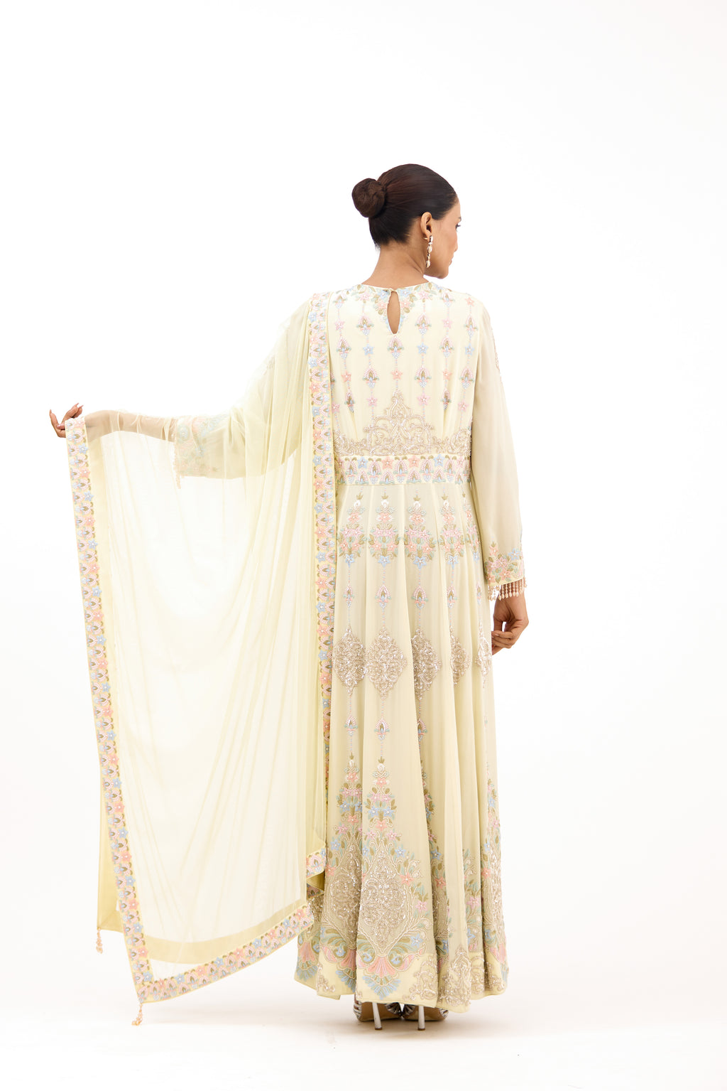Pankhudi Pastel Sequins, Pearls & Zari Embellished Georgette Anarkali Suit Set
