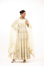 Pankhudi Pastel Sequins, Pearls & Zari Embellished Georgette Anarkali Suit Set