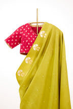 Lime Green Banarasi Silk Saree