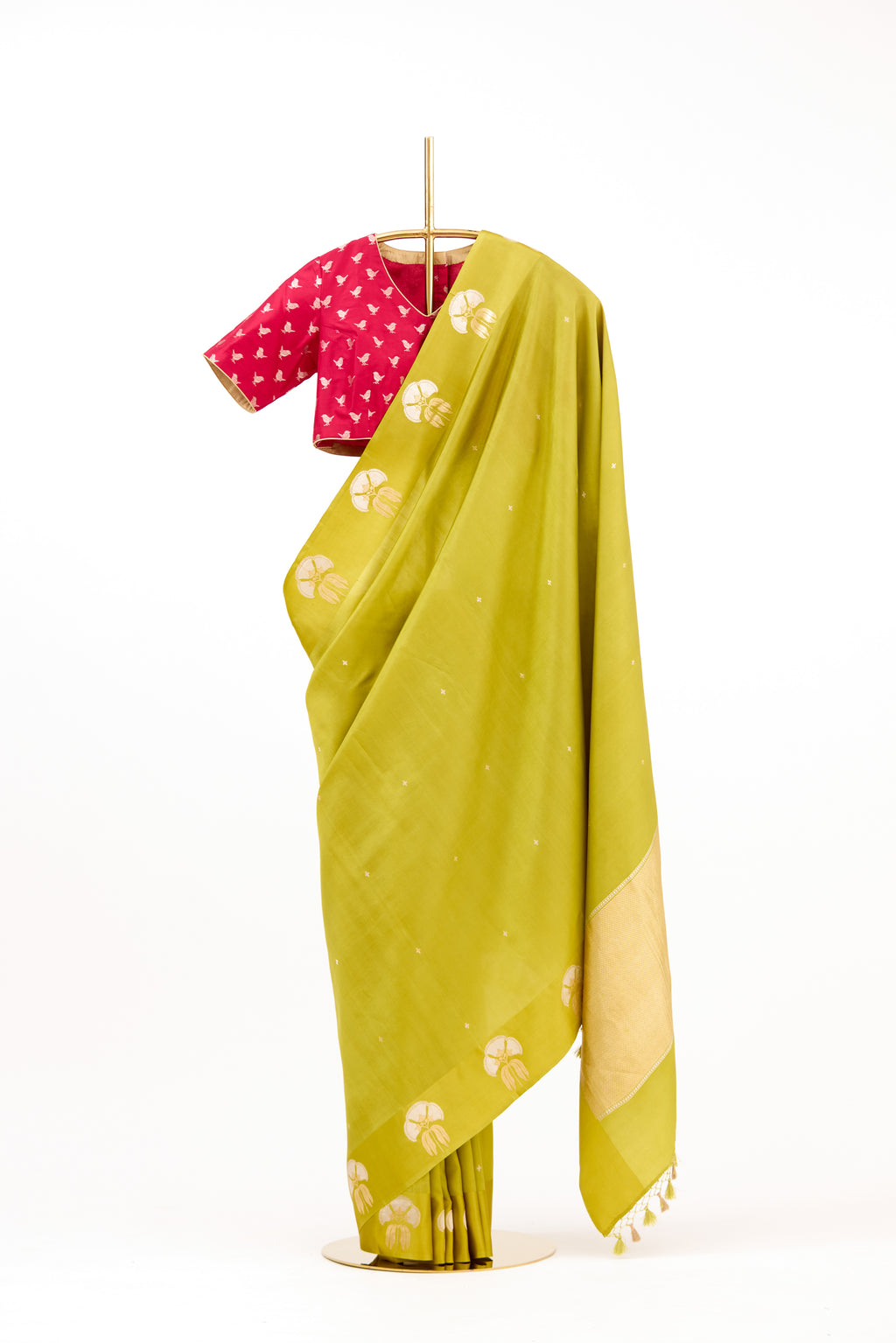 Lime Green Banarasi Silk Saree