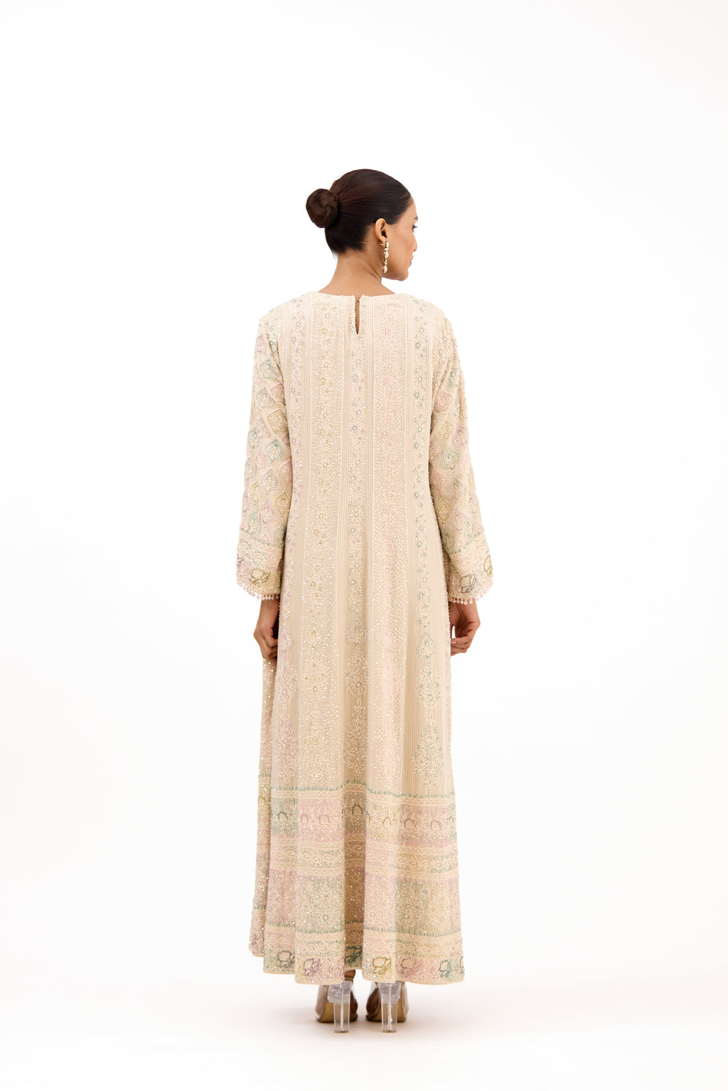 Pankhudi Pastel Sequins, Pearls & Zari Embellished Georgette Anarkali Suit Set