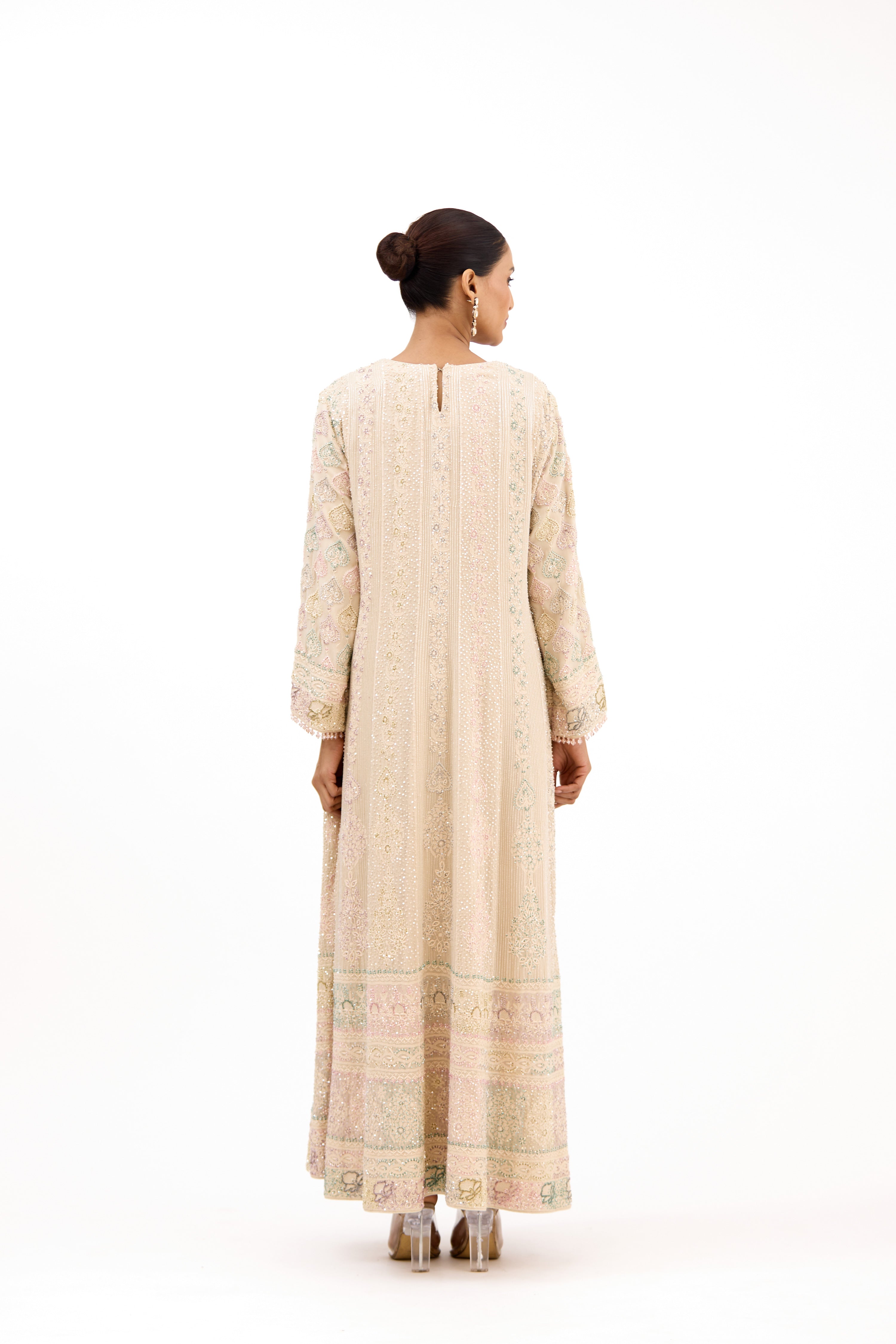 Pankhudi Pastel Sequins, Pearls & Zari Embellished Georgette Anarkali Suit Set