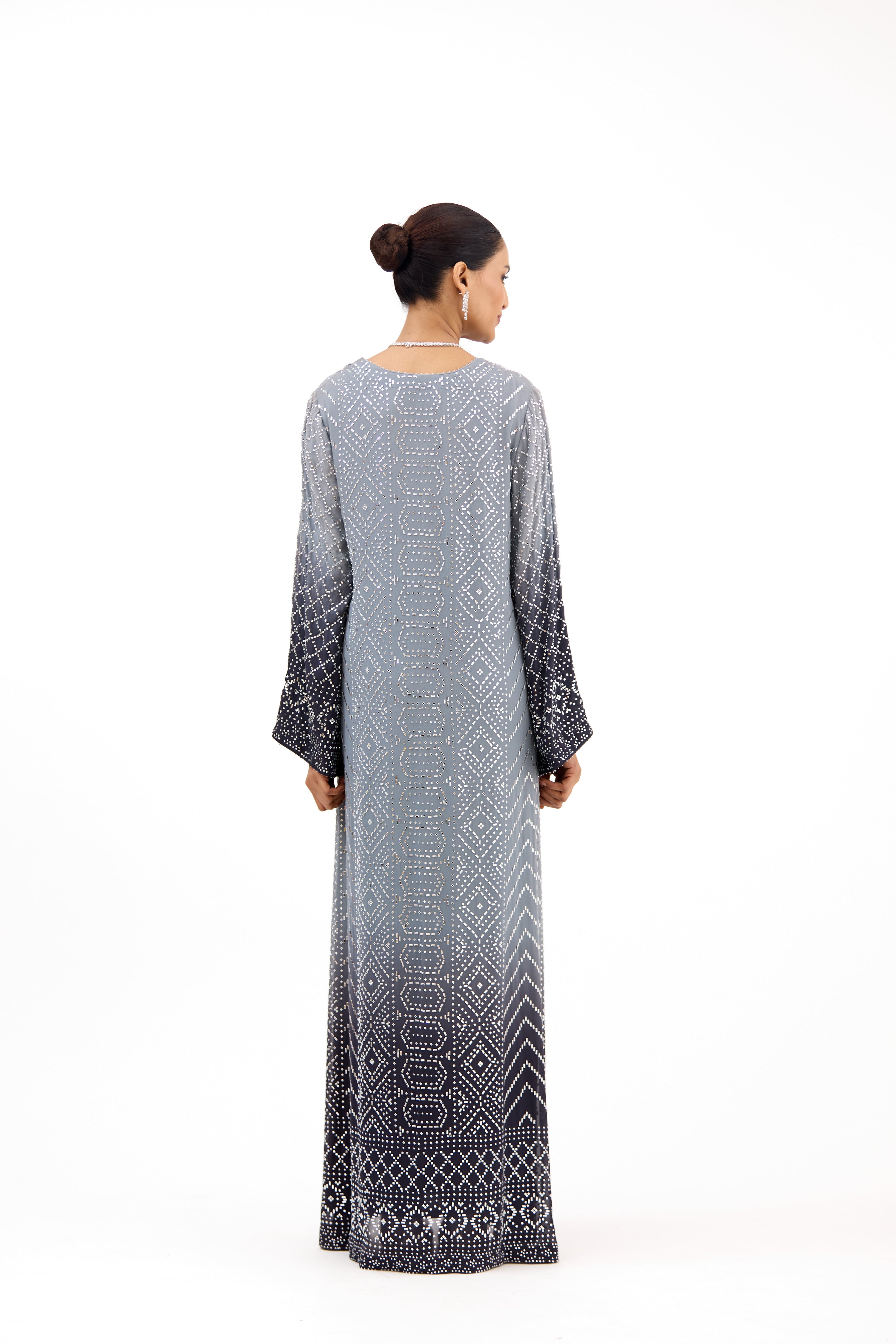 Nazaakat Ombre Crystal Georgette A-Line Long Dress