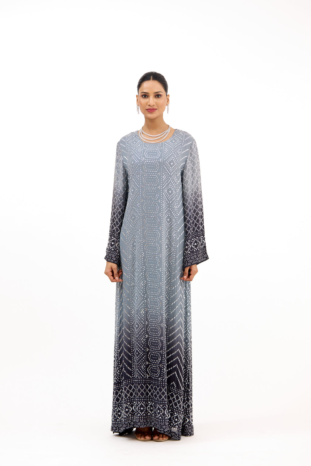 Nazaakat Ombre Crystal Georgette A-Line Long Dress