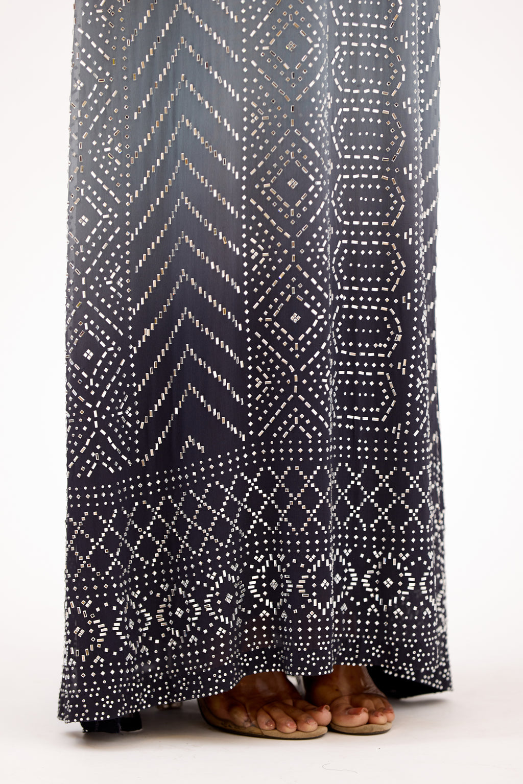 Nazaakat Ombre Crystal Georgette A-Line Long Dress