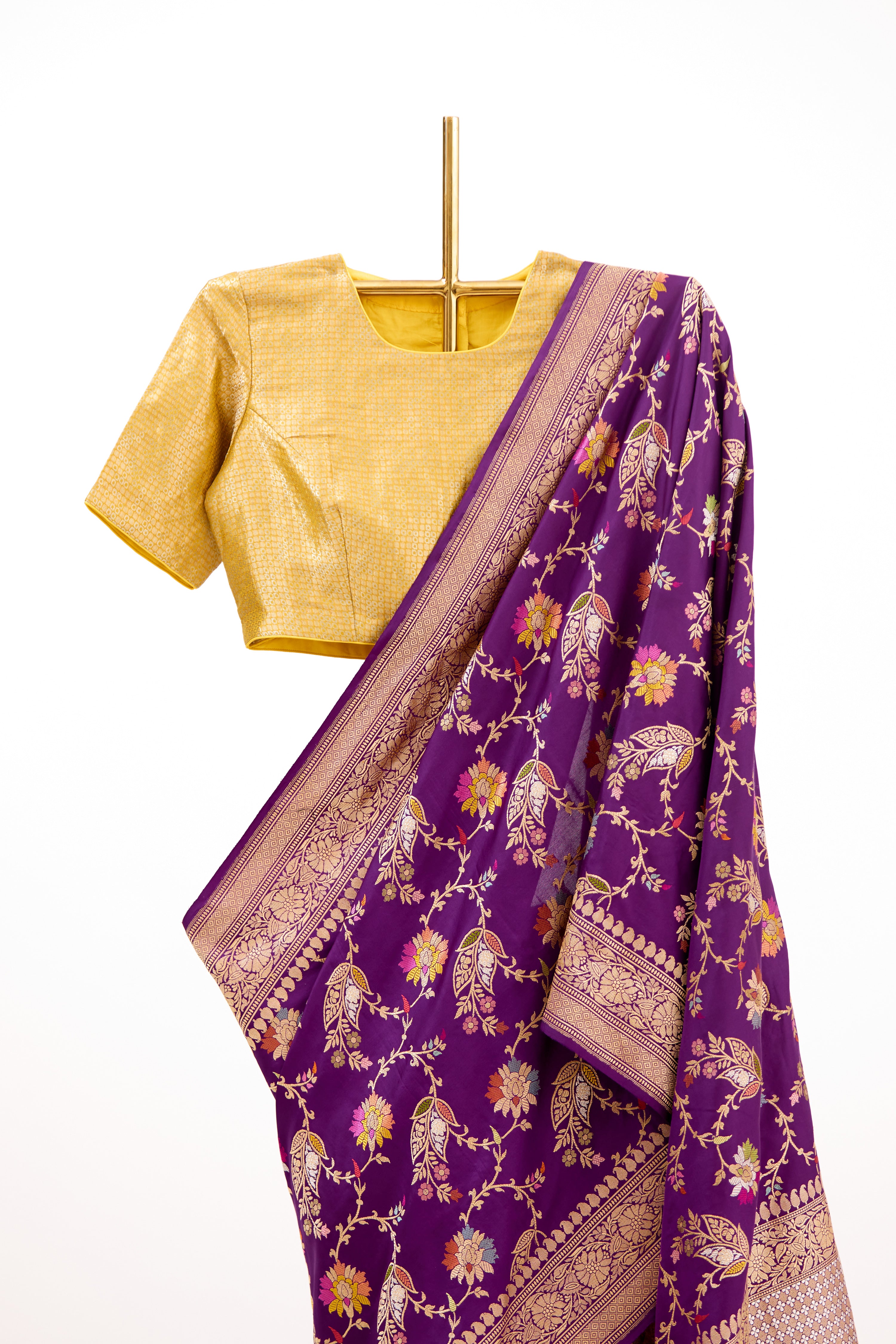 Aubergine Banarasi Silk Saree