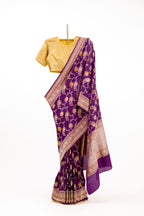 Aubergine Banarasi Silk Saree