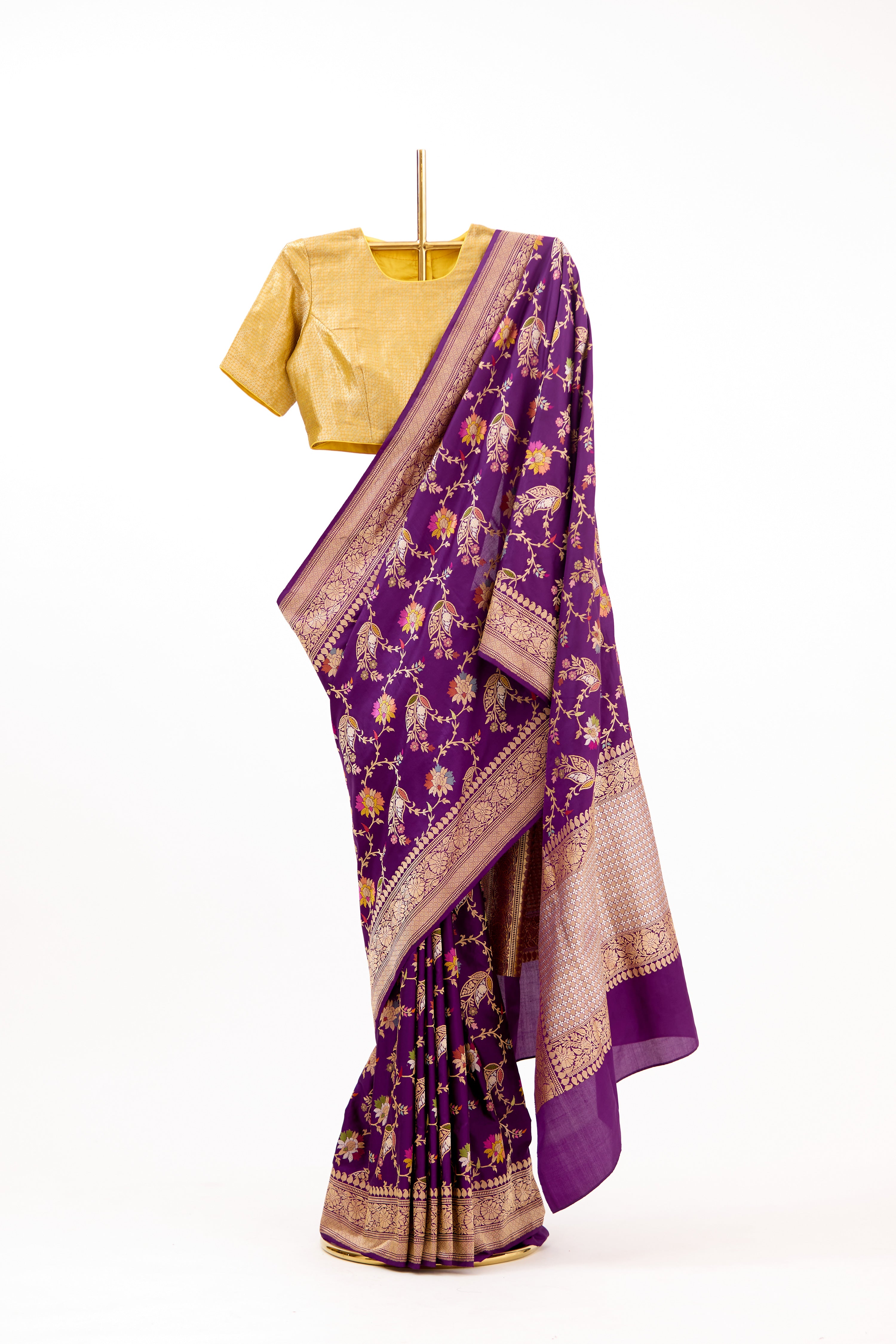 Aubergine Banarasi Silk Saree