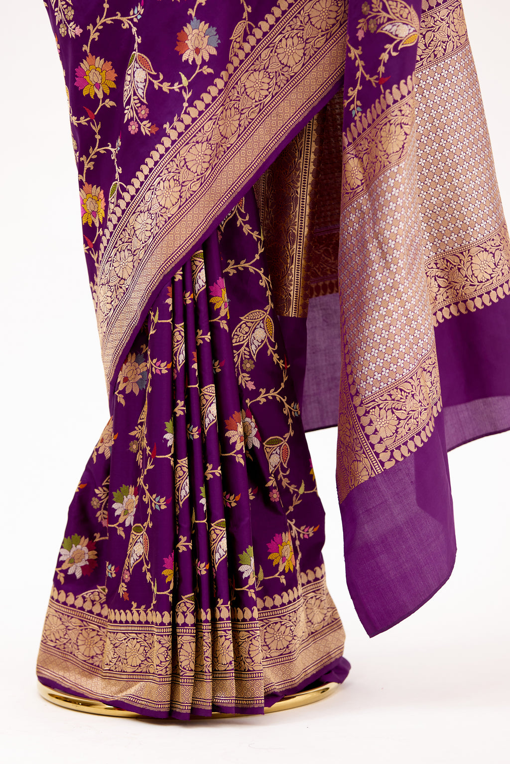 Aubergine Banarasi Silk Saree