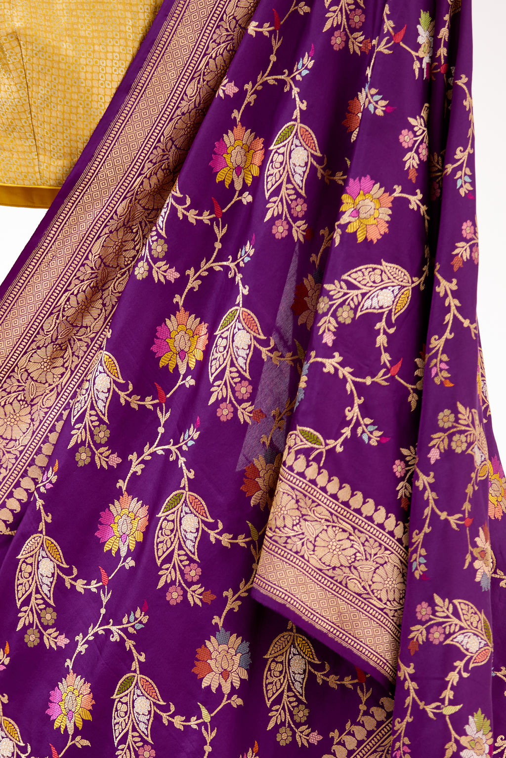 Aubergine Banarasi Silk Saree