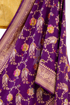 Aubergine Banarasi Silk Saree
