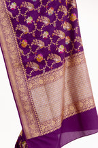 Aubergine Banarasi Silk Saree