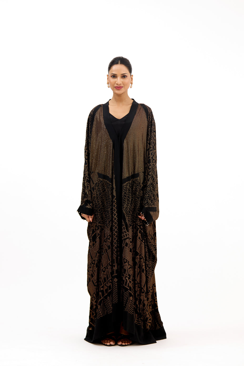 Sahar-E-Zar Golden Crystal Georgette Cape Set