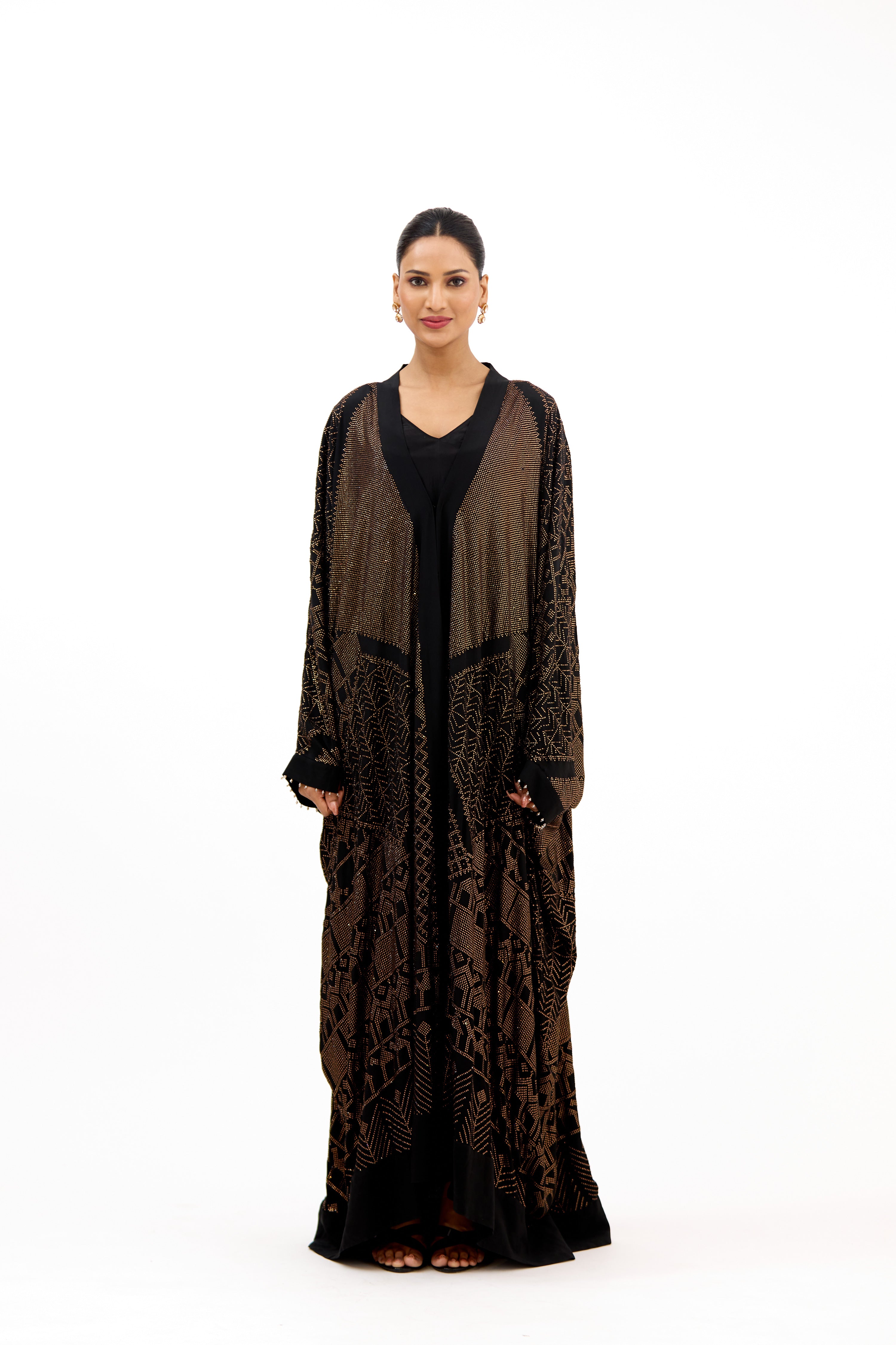 Sahar-E-Zar Golden Crystal Georgette Cape Set