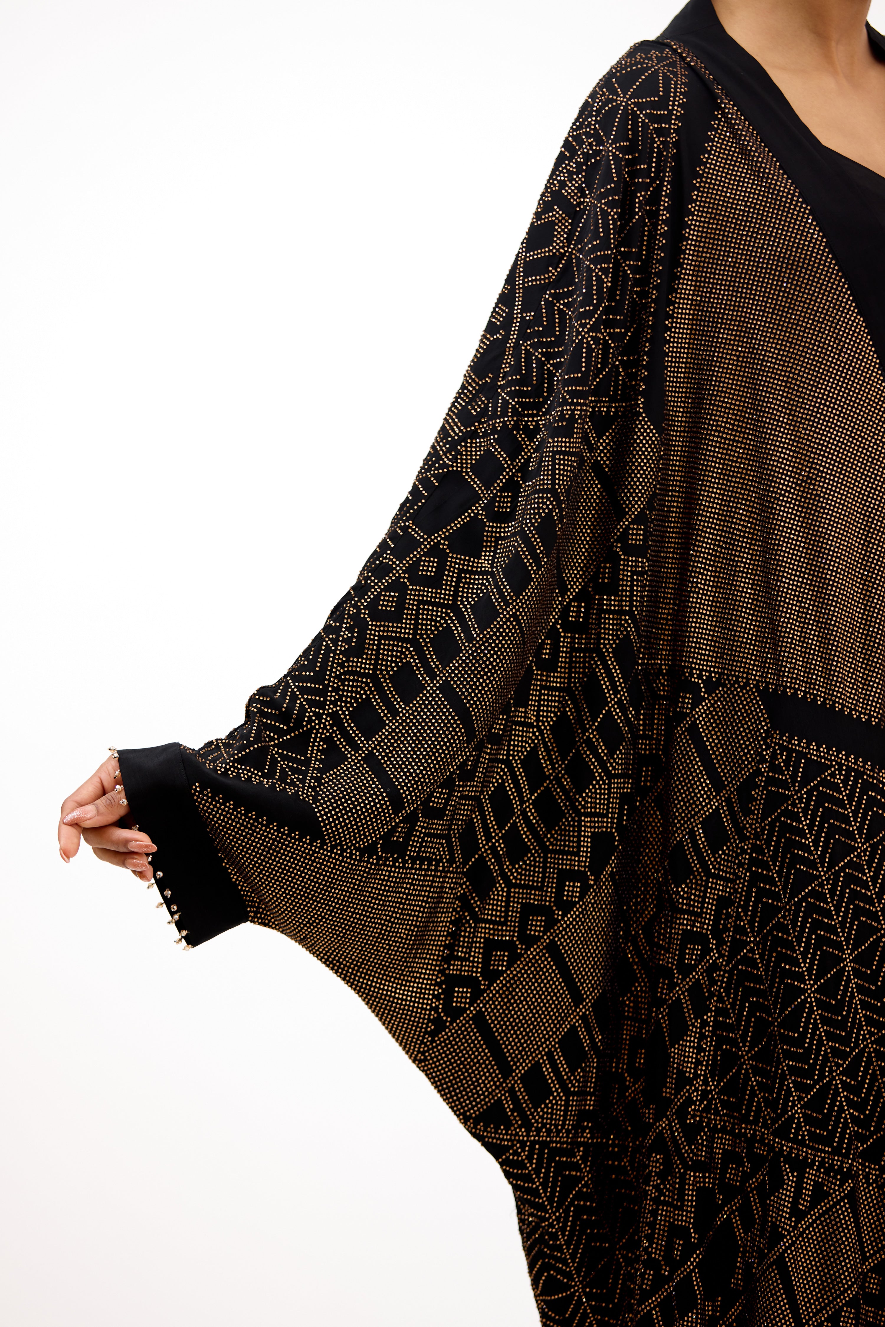 Sahar-E-Zar Golden Crystal Georgette Cape Set
