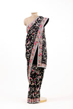 Midnight Black Parsi Gara Sarees