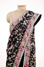 Midnight Black Parsi Gara Sarees