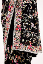 Midnight Black Parsi Gara Sarees