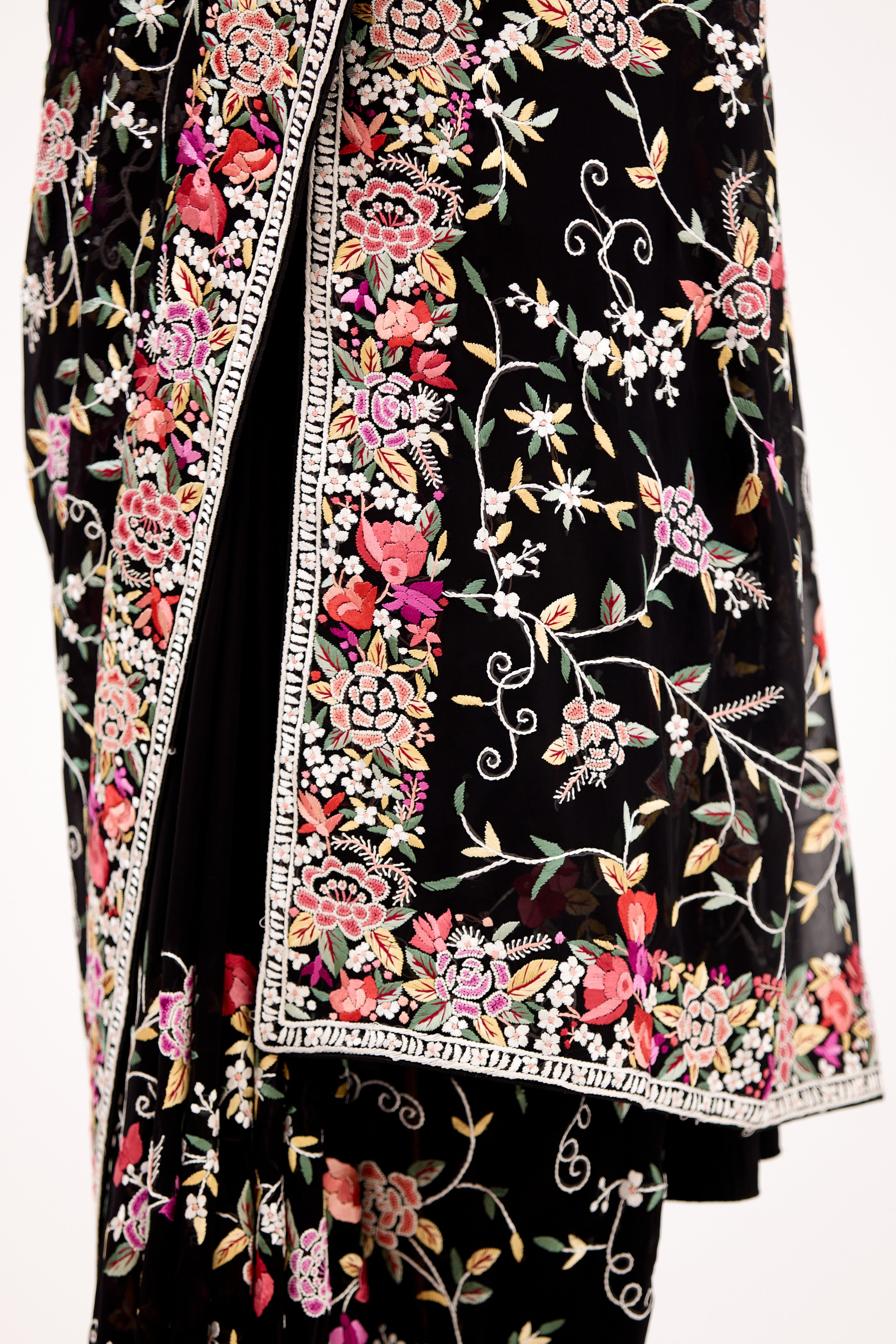 Midnight Black Parsi Gara Sarees