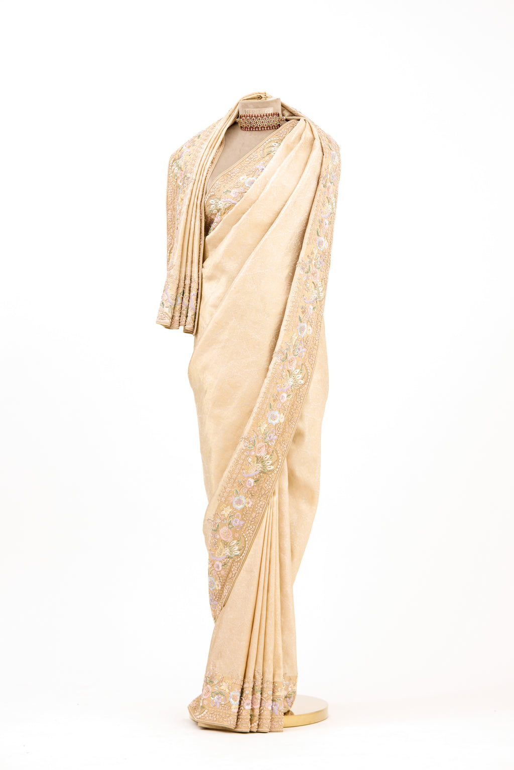 Ivory Imperial Brocade Banarasi Silk Saree