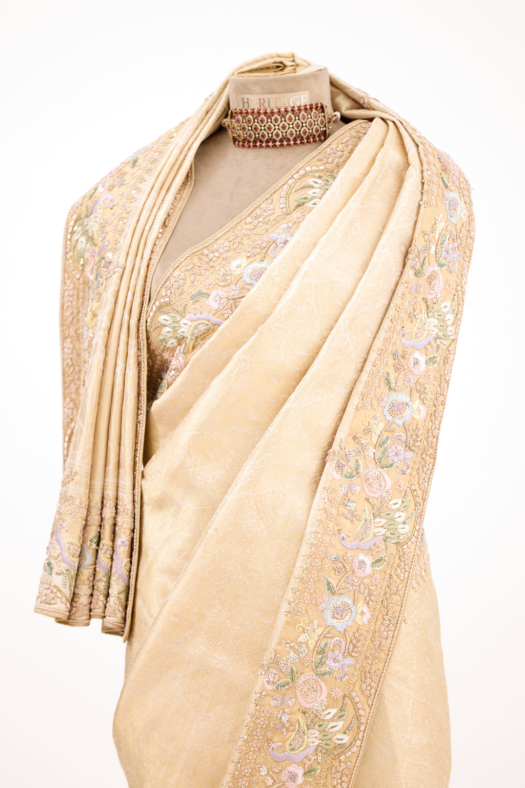Ivory Imperial Brocade Banarasi Silk Saree