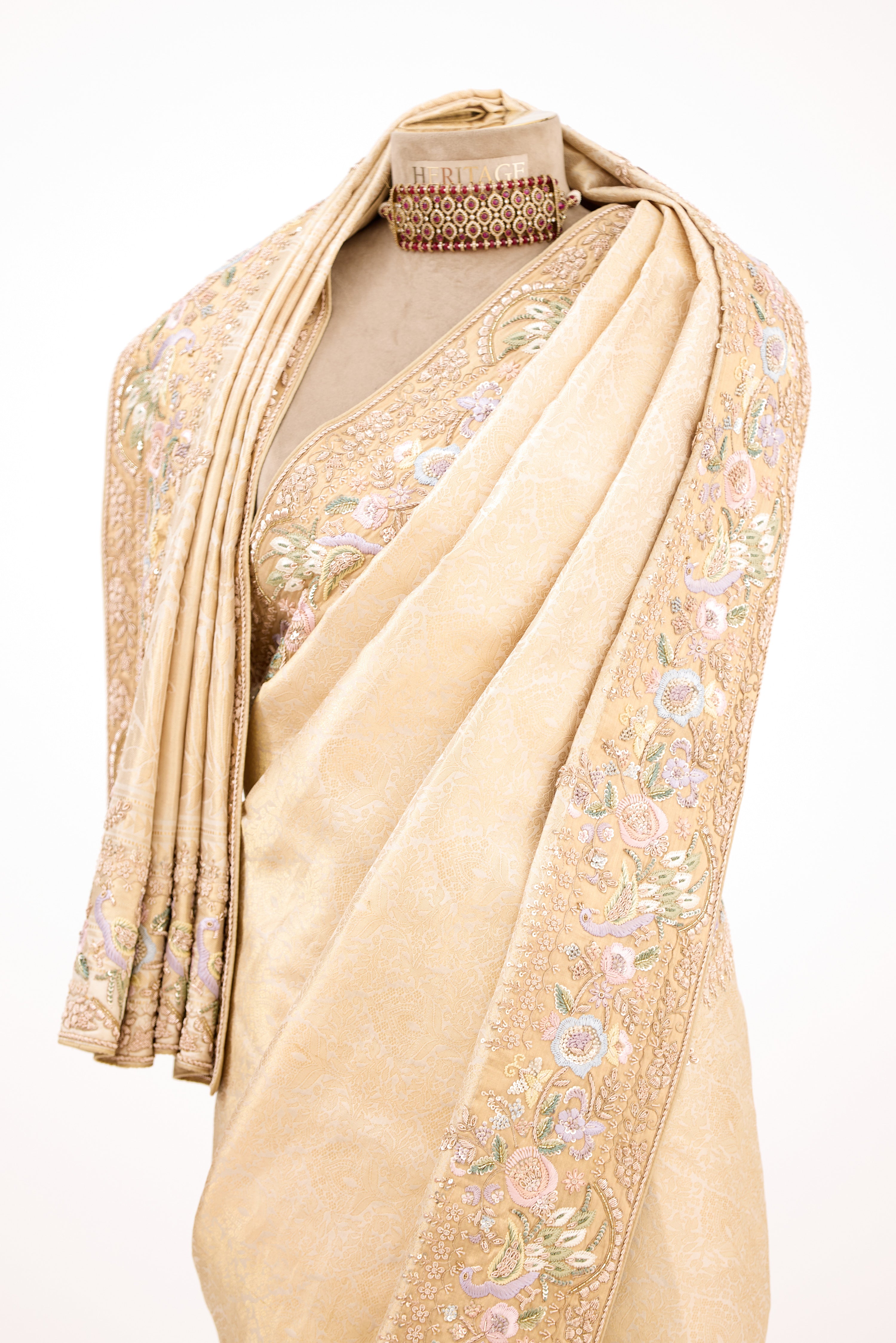 Ivory Imperial Brocade Banarasi Silk Saree