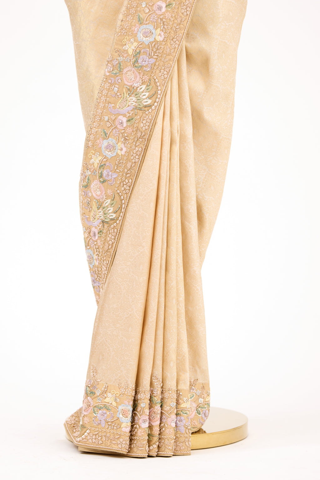 Ivory Imperial Brocade Banarasi Silk Saree