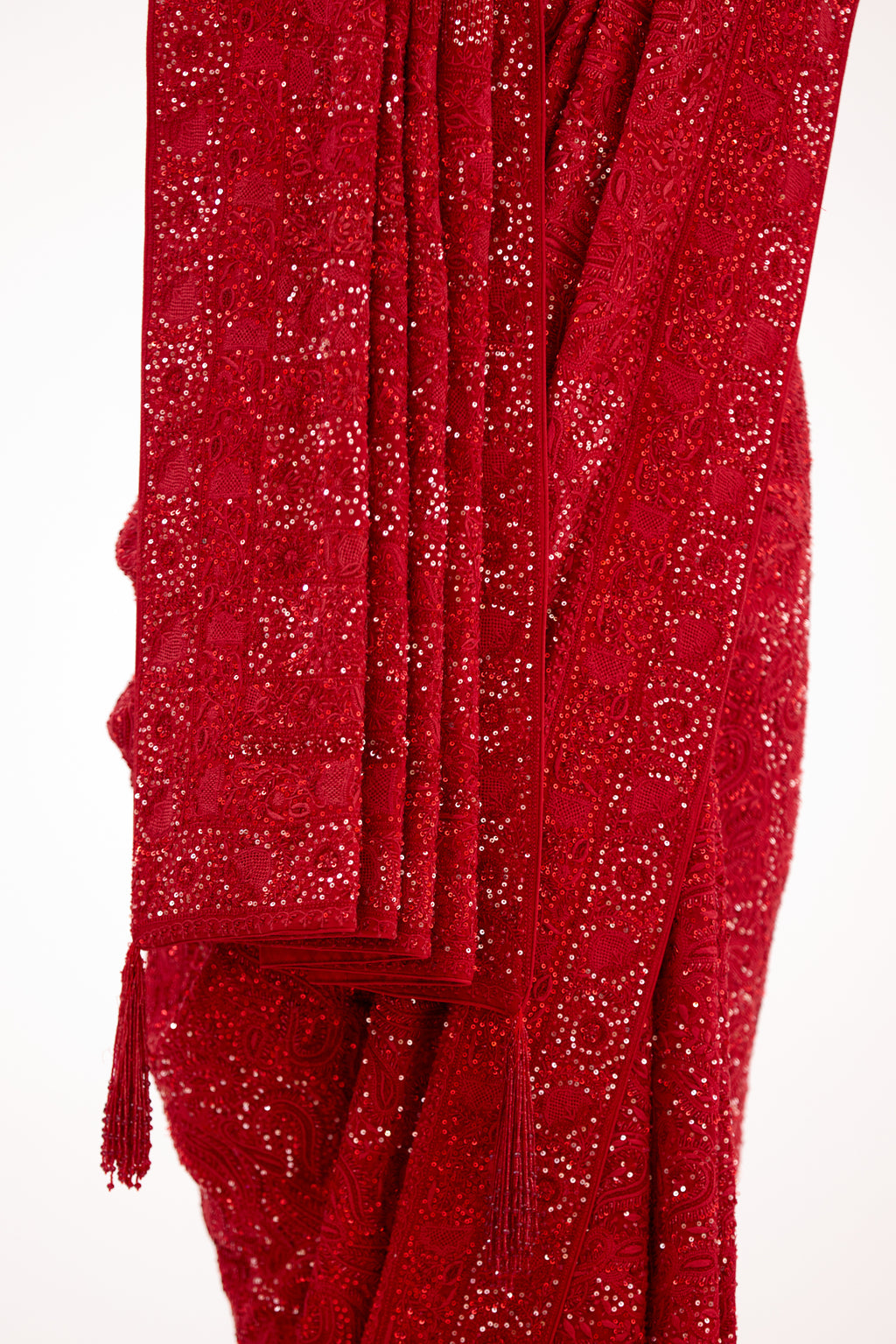 Ruby Red Heirloom Chikankari Saree
