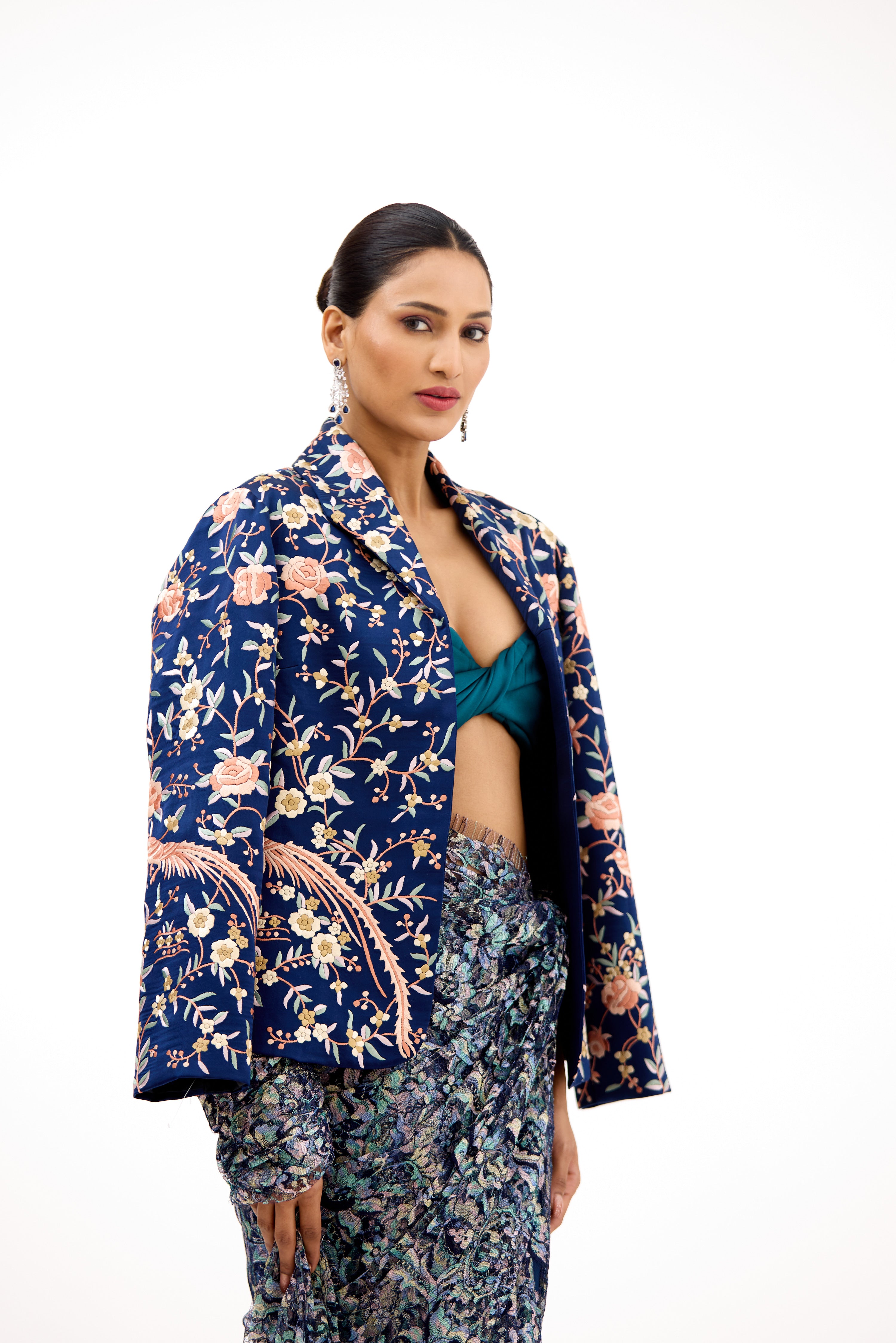 Zarthosti Pastel ParsiGara Floral Satin Silk Jacket